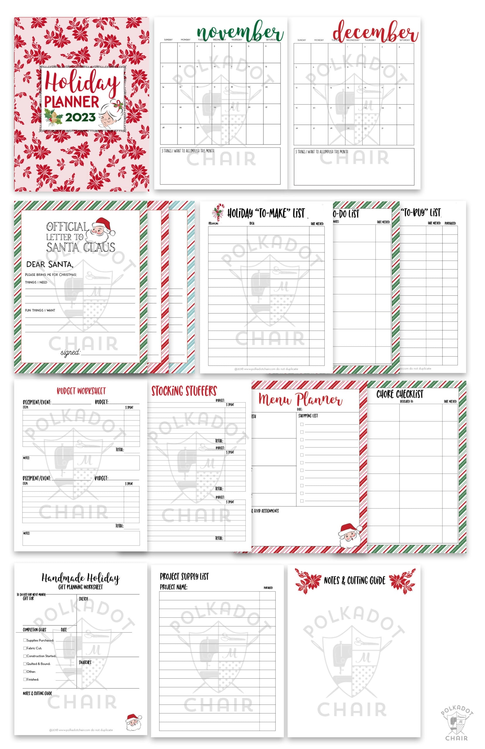 Get Organized With Our 2023 Printable Christmas Planner Polka Dot Chair