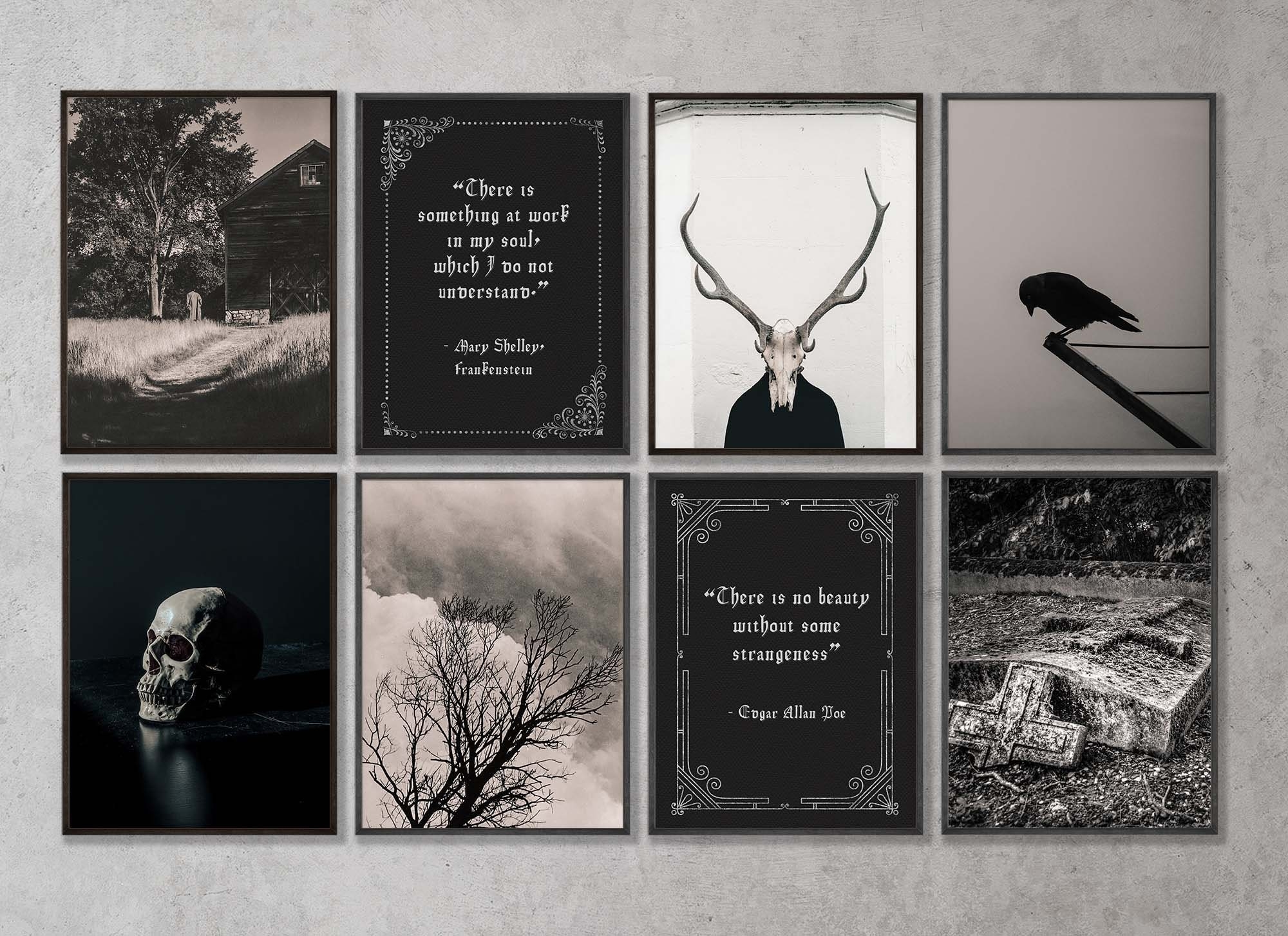Goth Dark Aesthetic Printable Wall Art Gallery Set Vintage Minimal Macabre Decor Herunterladbare Kunst Etsy de