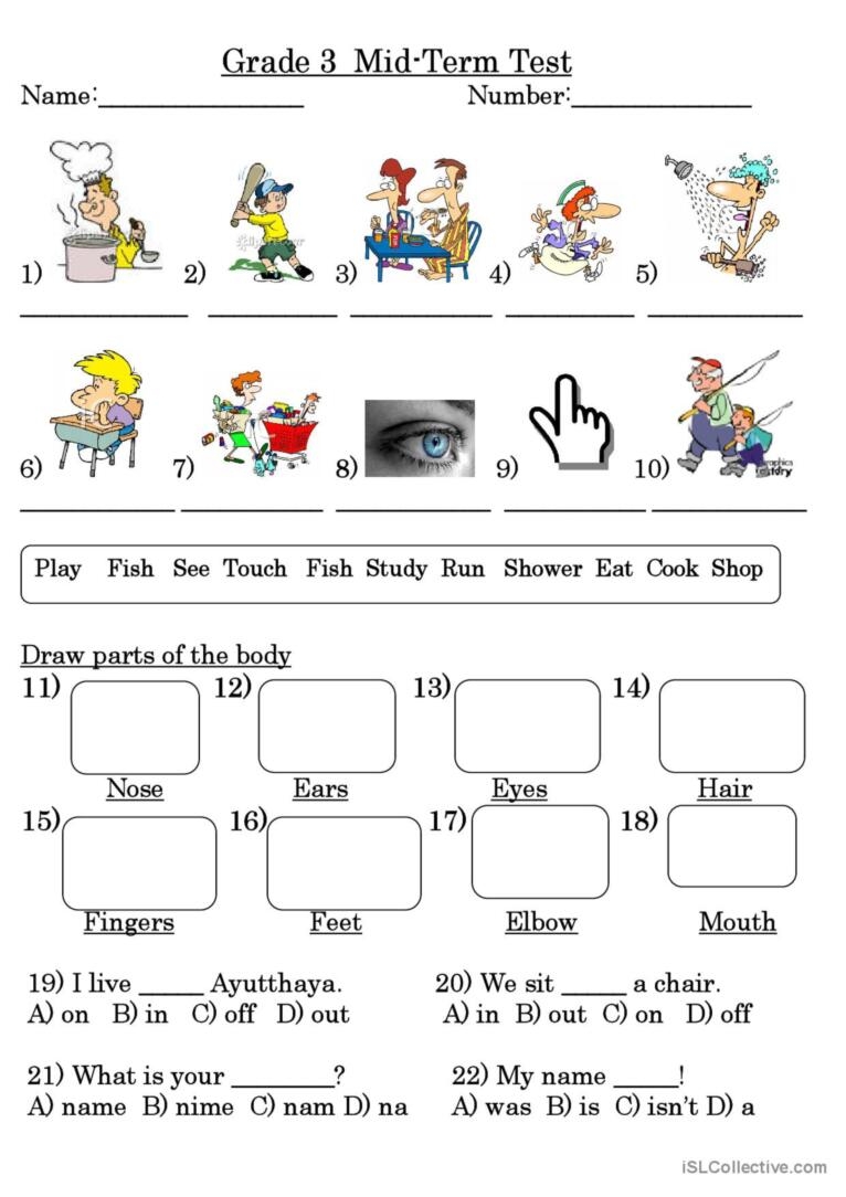 Grade 3 Test English ESL Worksheets Pdf Doc