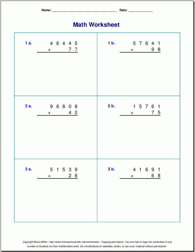 multiplication worksheets grade 5