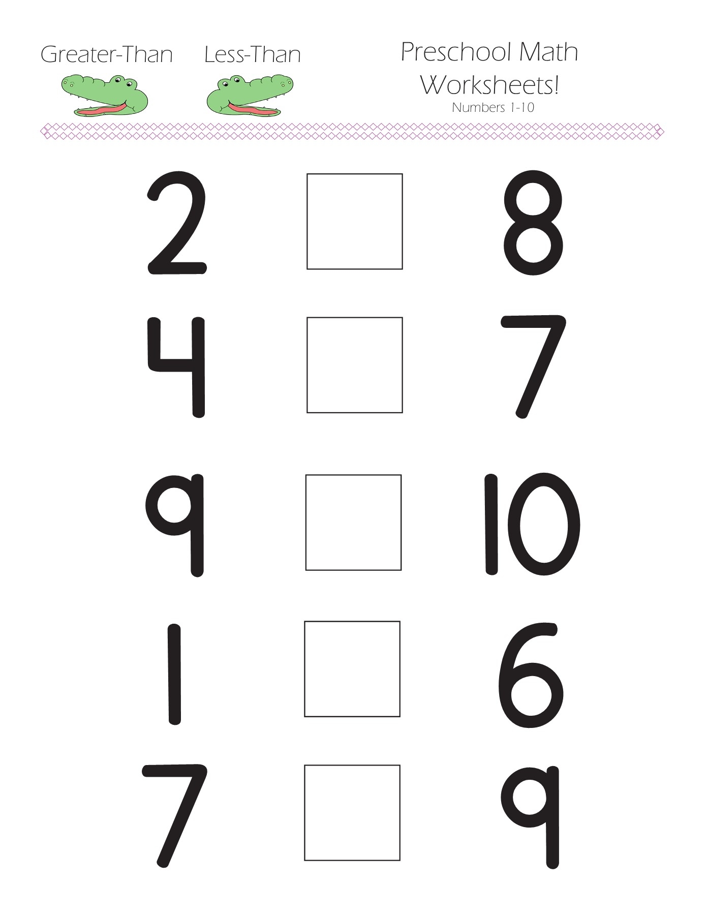 Greater Than Less Than Preschool Math Worksheets Flip EBook Pages 1 9 AnyFlip