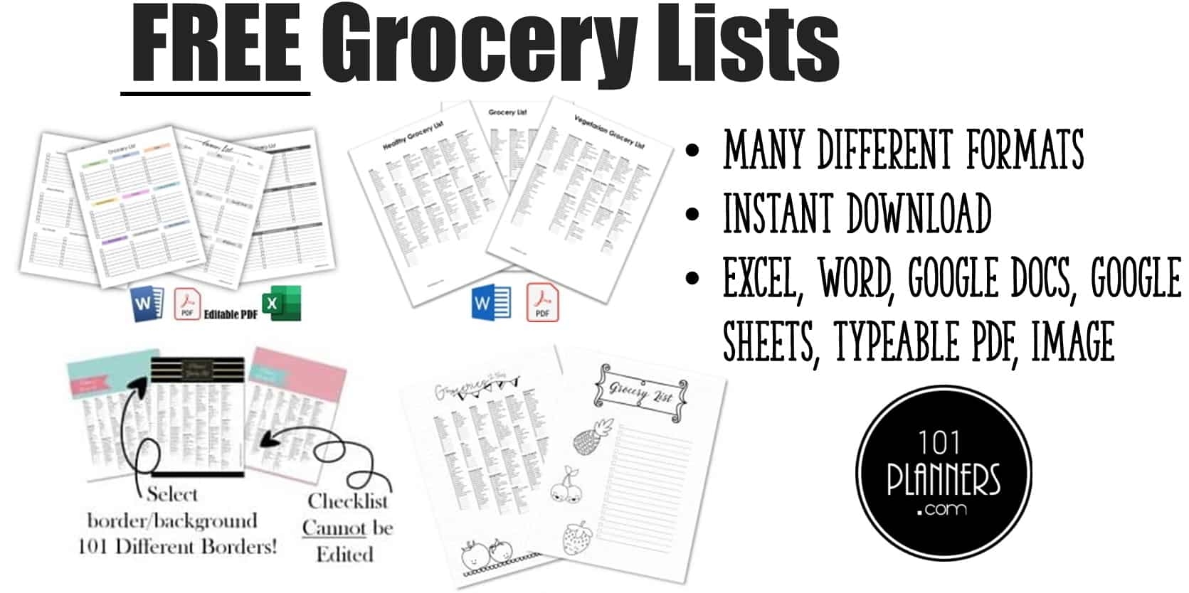 grocery checklist happy planner printables free mini size shopping list