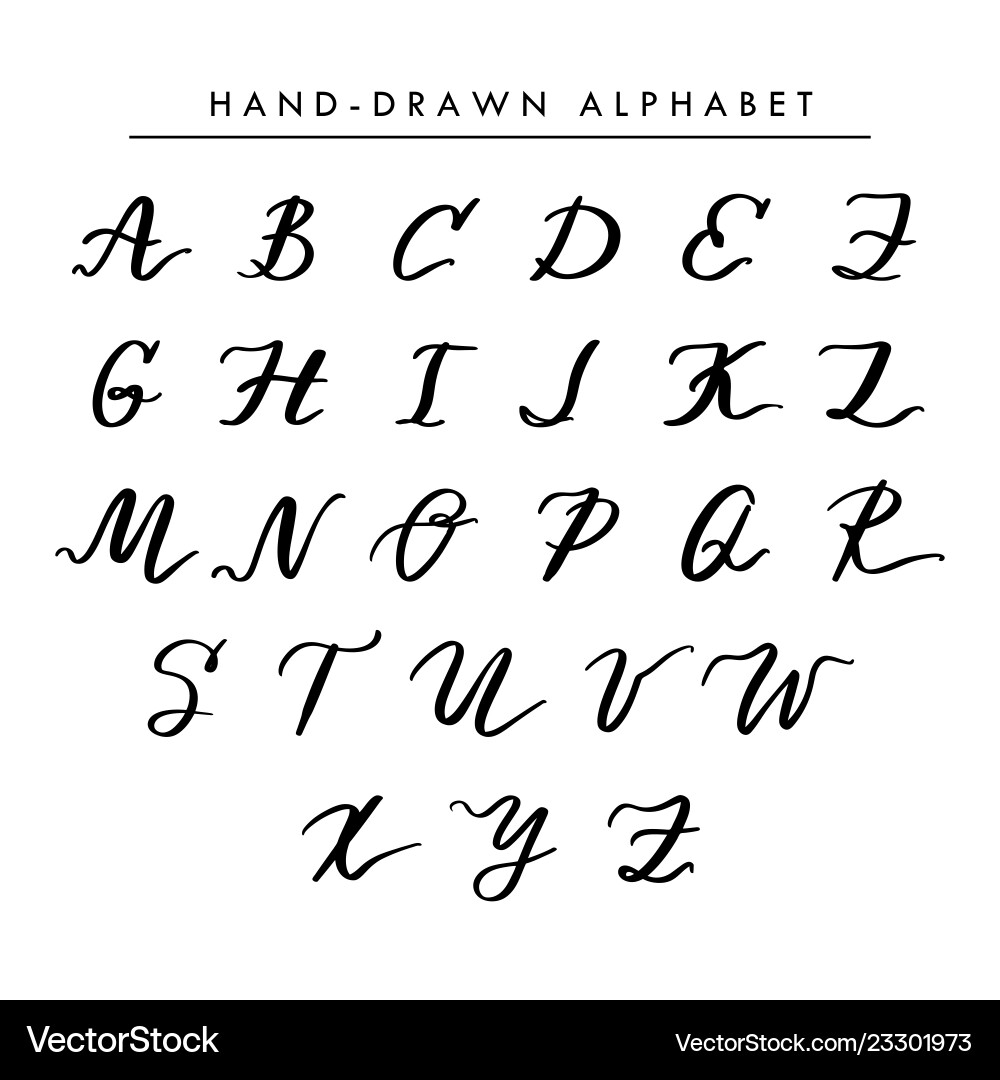 Hand Written Alphabet Cursive Capital Royalty Free Vector