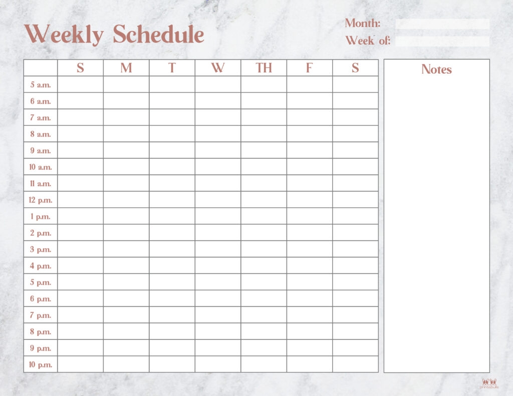 free printable weekly hourly planner
