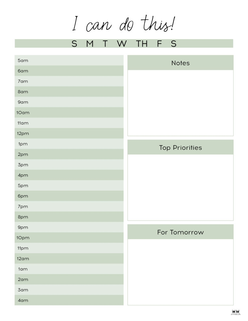Hourly Planners 20 FREE Printables Printabulls Worksheets Library