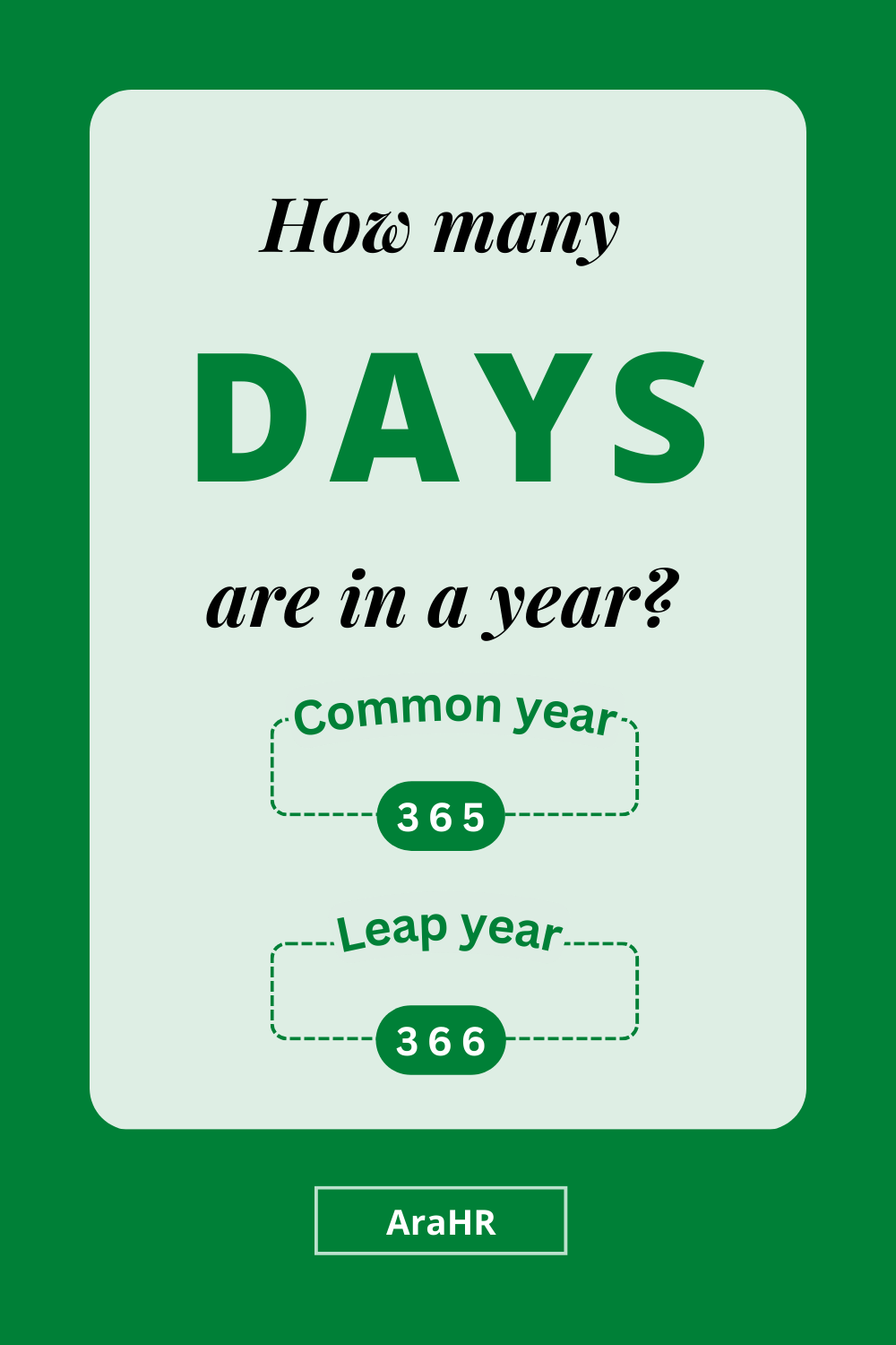 How Many Days In A Year ARAHR