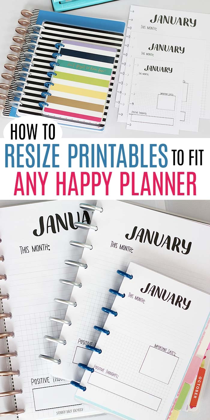 How To Resize Printables To Fit Any Happy Planner Size with VIDEO Sunny Day Family