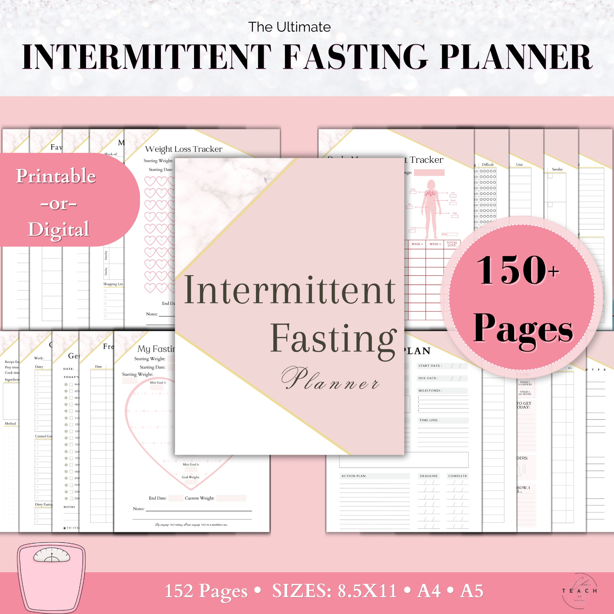 Intermittent Fasting Planner OMAD Fasting Challenge Printable Daily Weekly Weightloss Digital Fasting Tracker Diet Planner IF Losing Weight Etsy