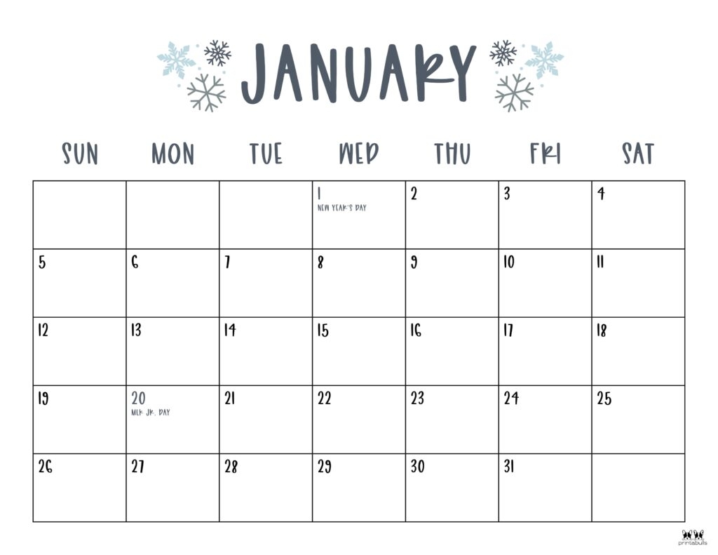 January 2025 Calendars 107 FREE Printables Printabulls January 2025 Calendars 107 FREE Printables Printabulls