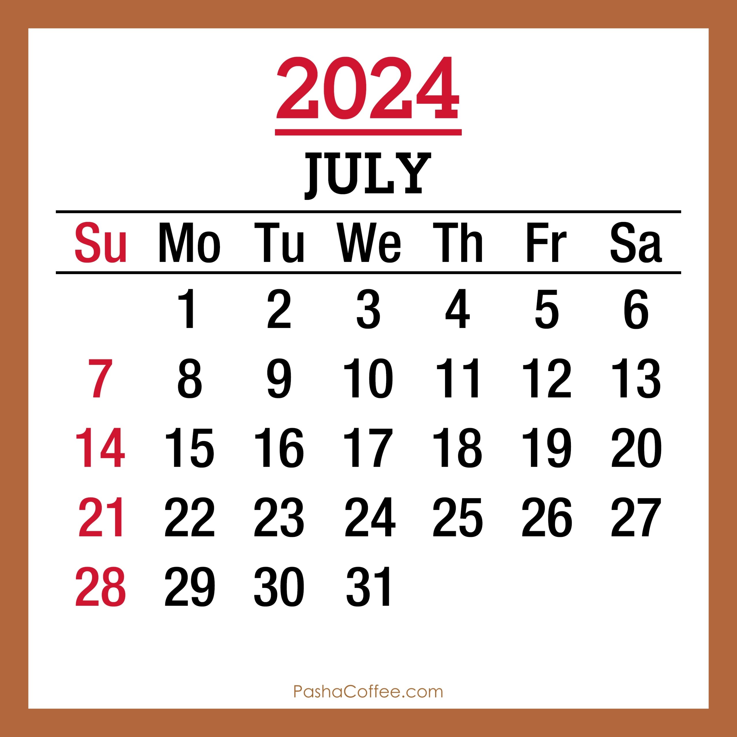 free printable monthly planner july 2024 calendar
