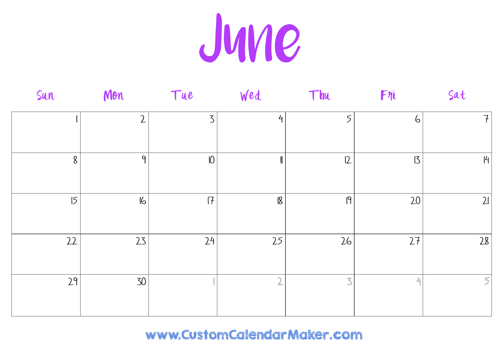 free printable pdf color 2025 june calendar planner printable