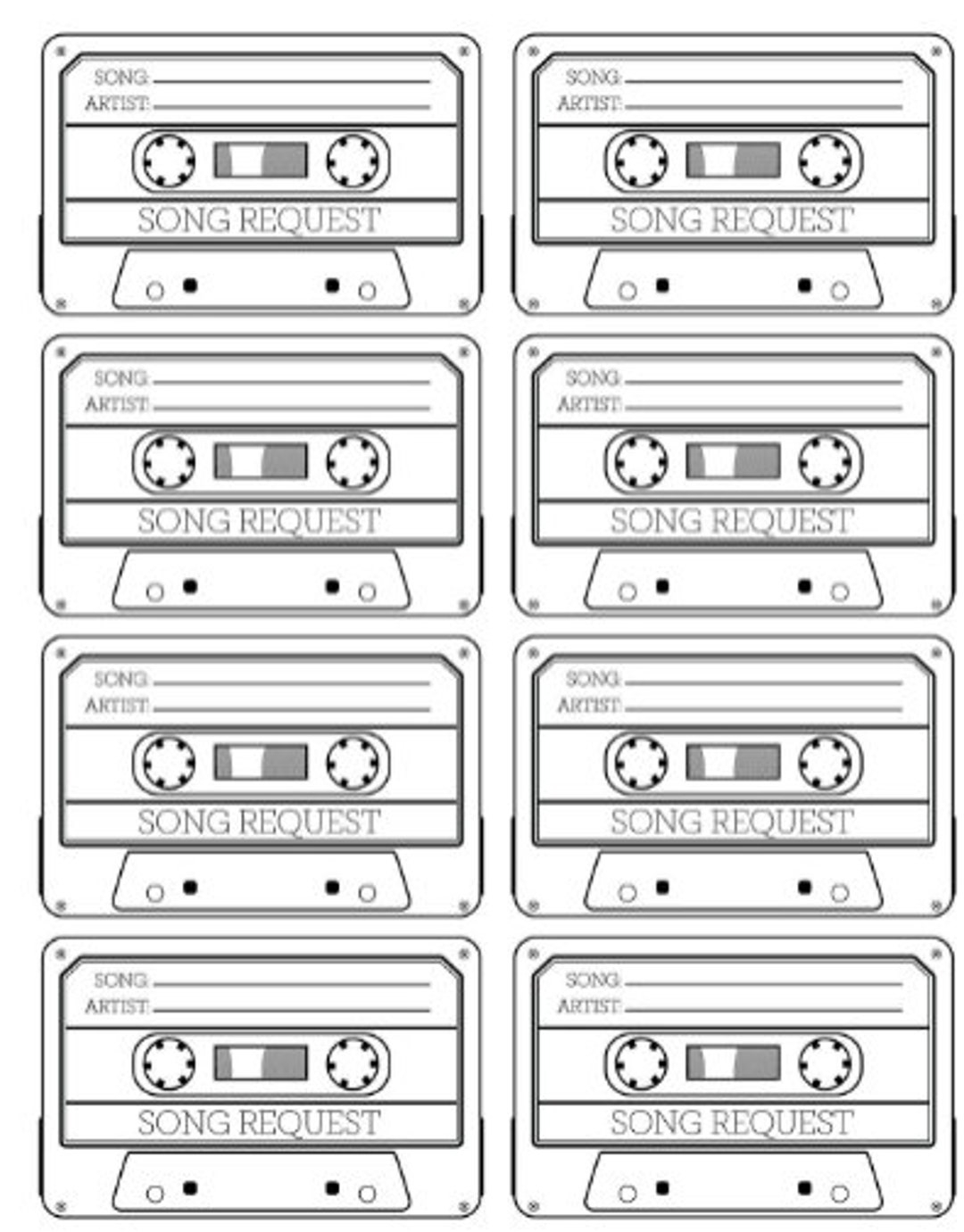 Karaoke Song Request Slip 8 Per Page Printable Etsy UK