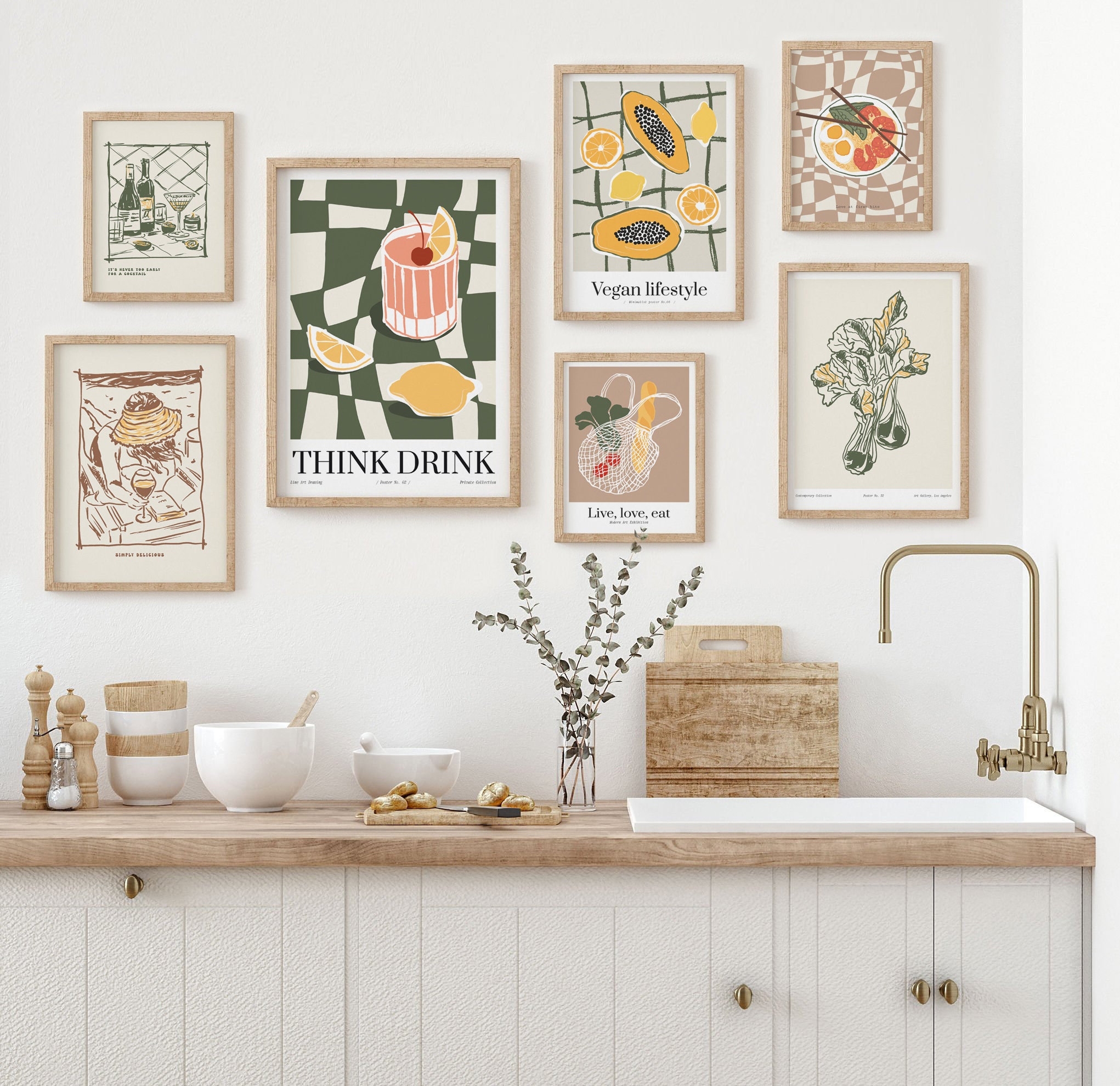 Kitchen Wall Art Kitchen Print Set Of 7 Aesthetic Kitchen Decor Dining Room Wall Decor Printable Kitchen Decor Instant Digital Download Etsy