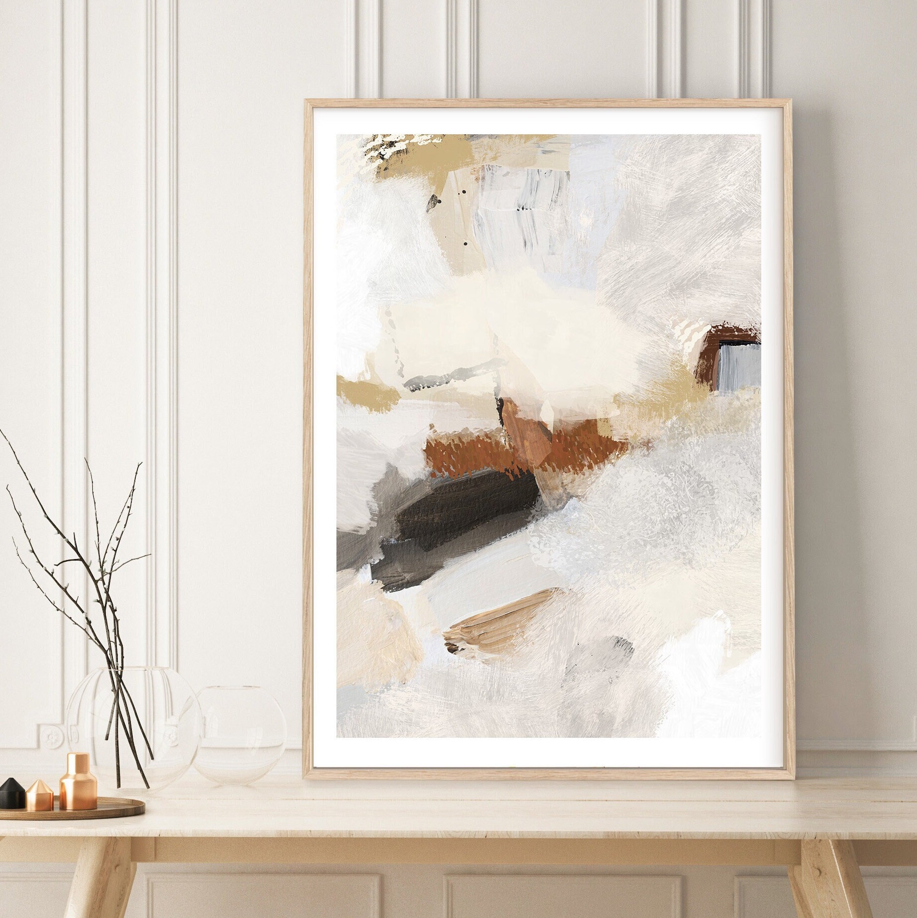 Large Abstract Wall Art Modern Minimalist Painting Beige And Brown Neutral Earth Tone Print Abstract Printable Art