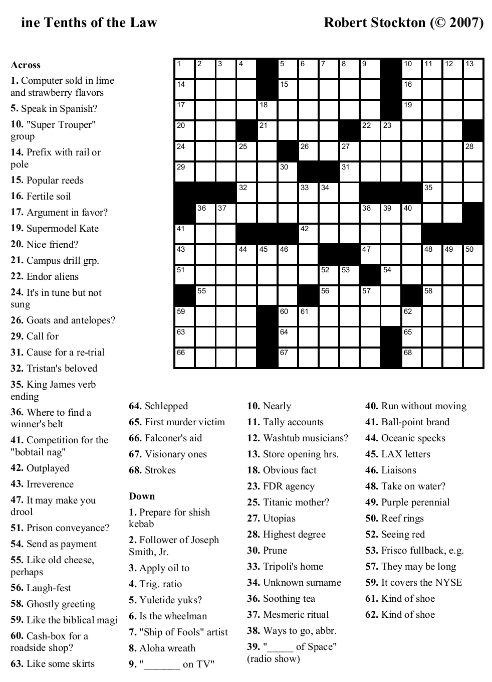 crossword puzzles printable
