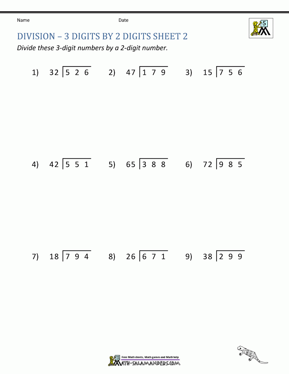 long division practice worksheets