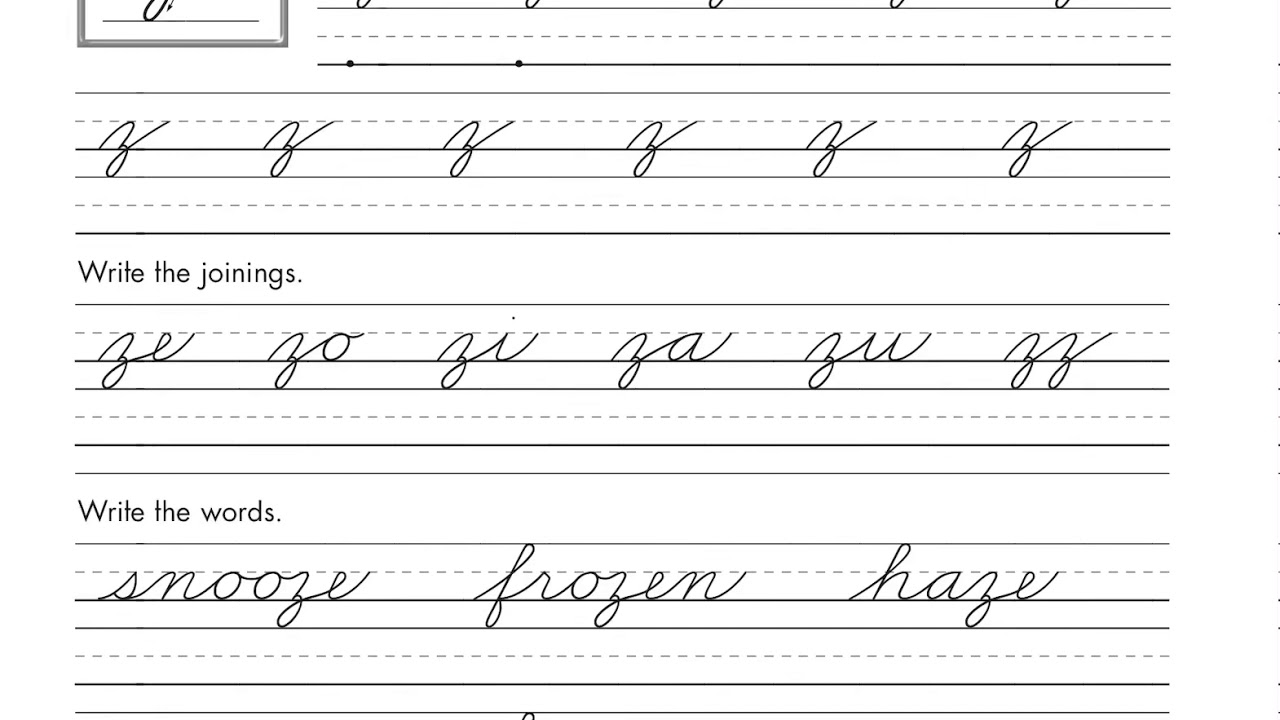 lowercase z in cursive