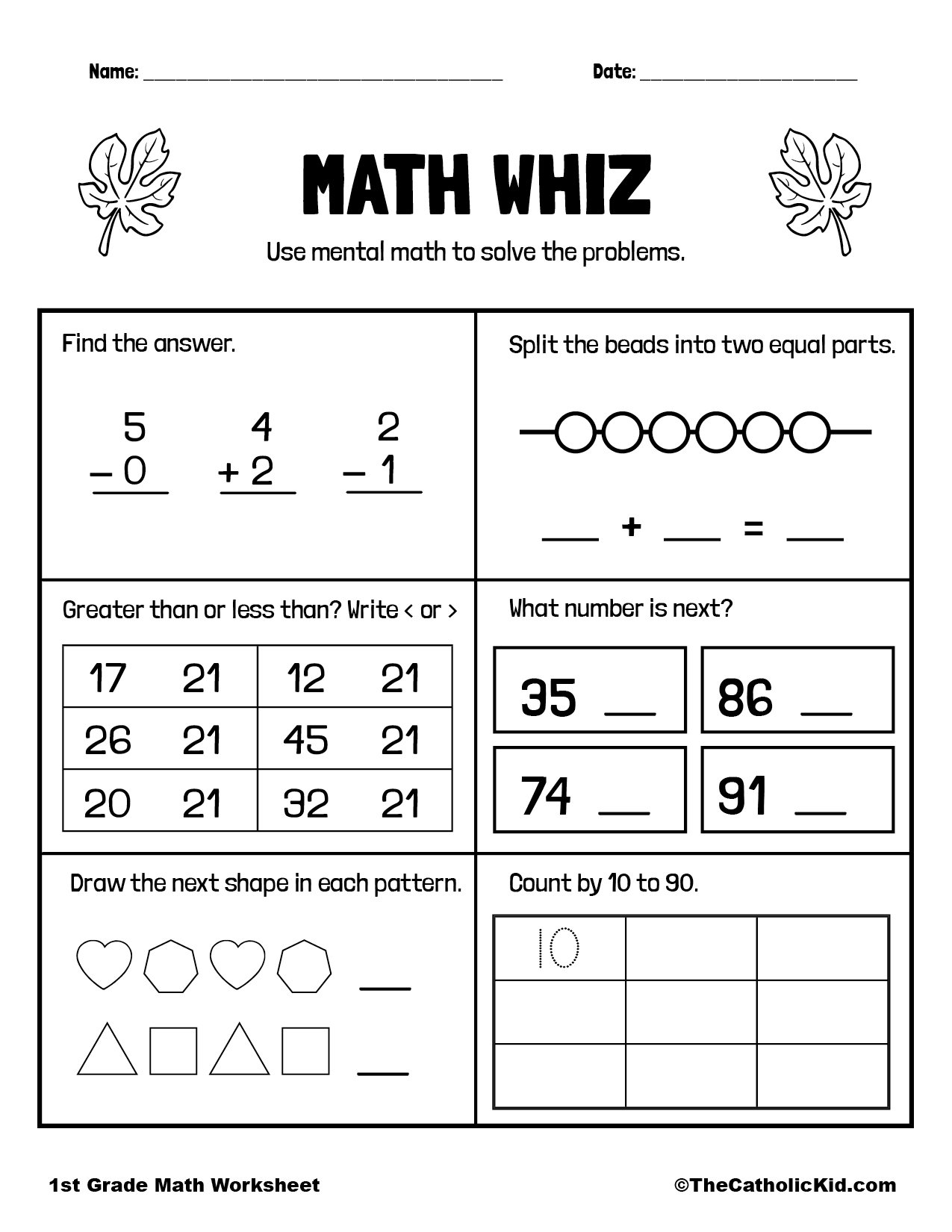 worksheets for 1st graders