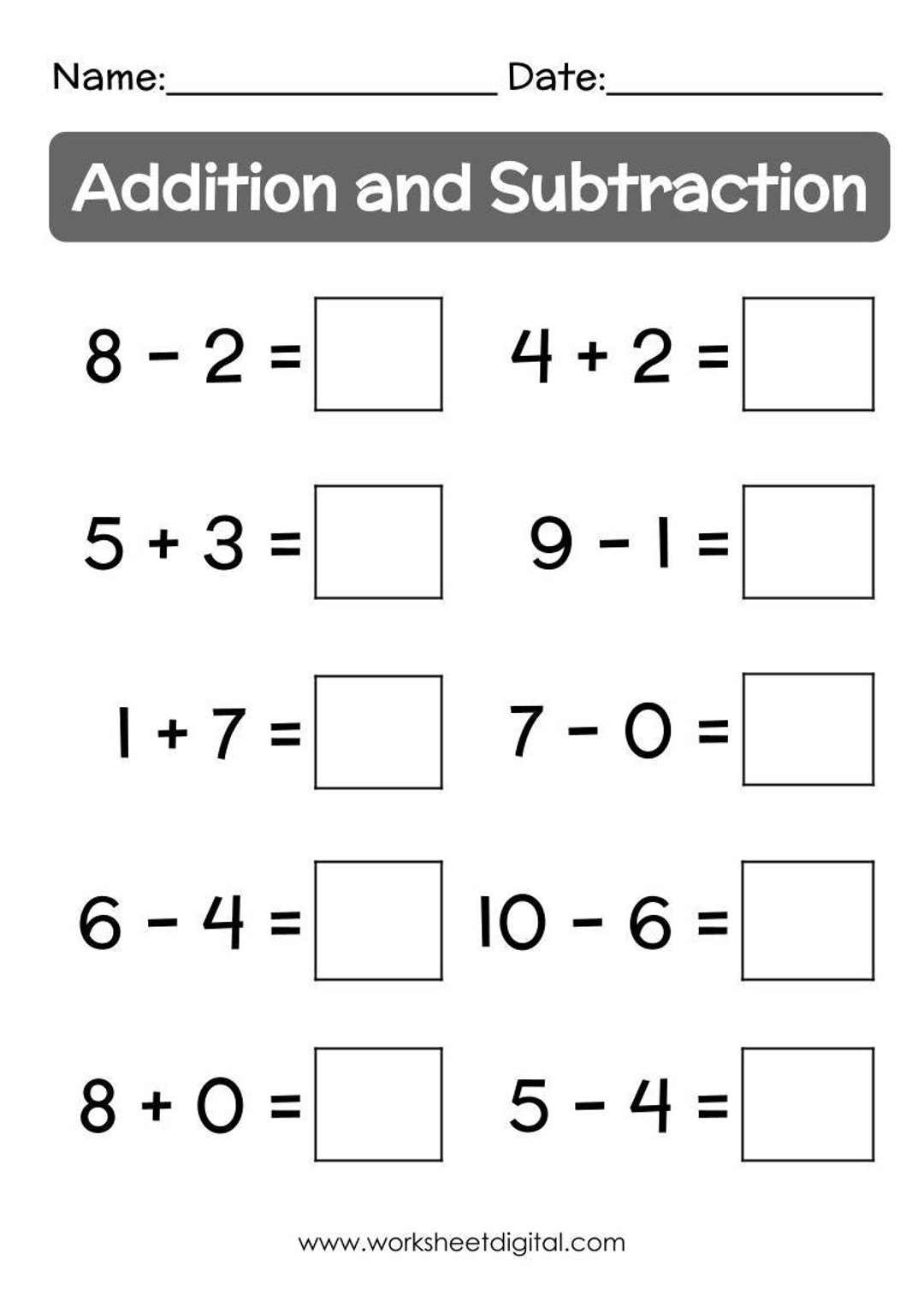 Math Worksheets Addition amp Subtraction Alternating 5 20 Per Page Worksheets Library