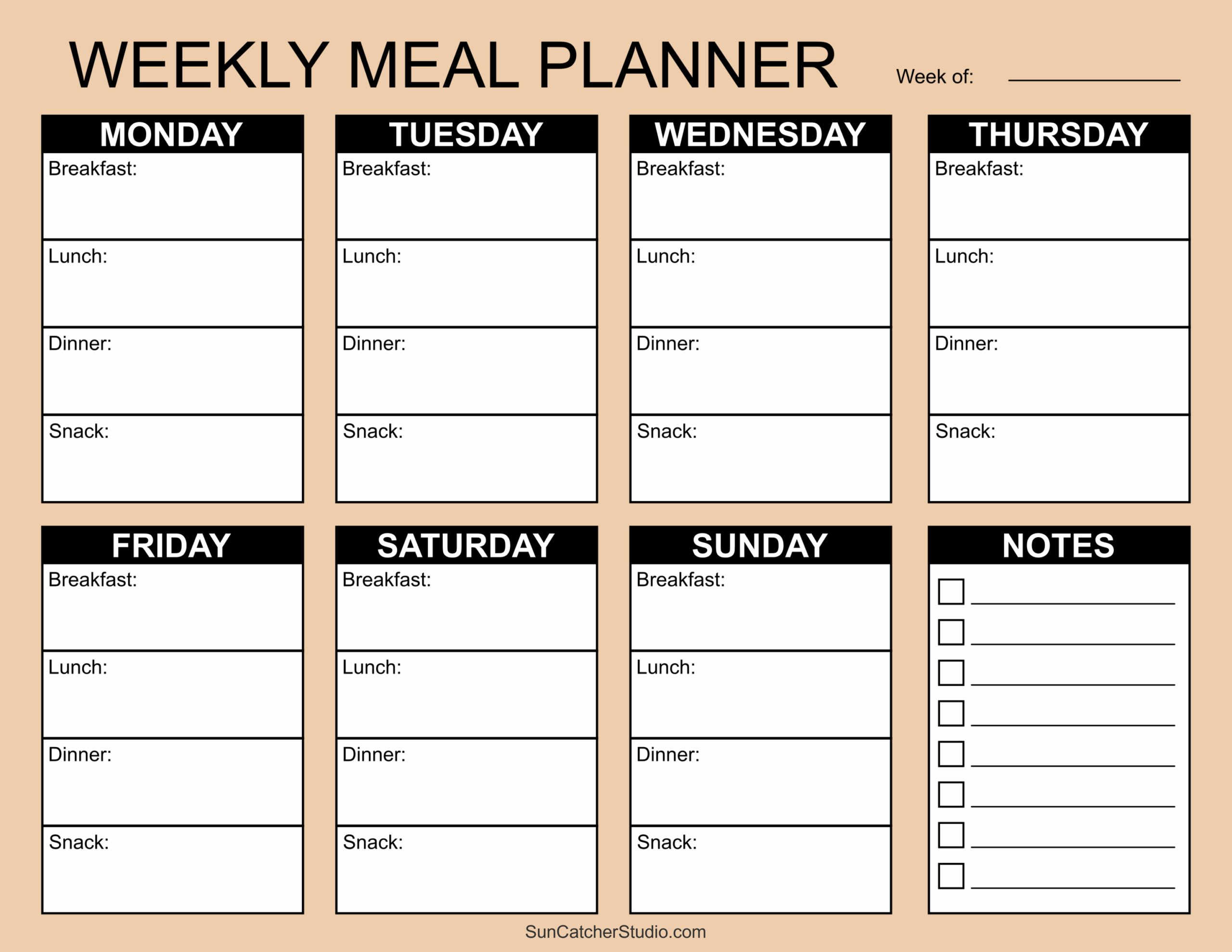 meal prep printable planner