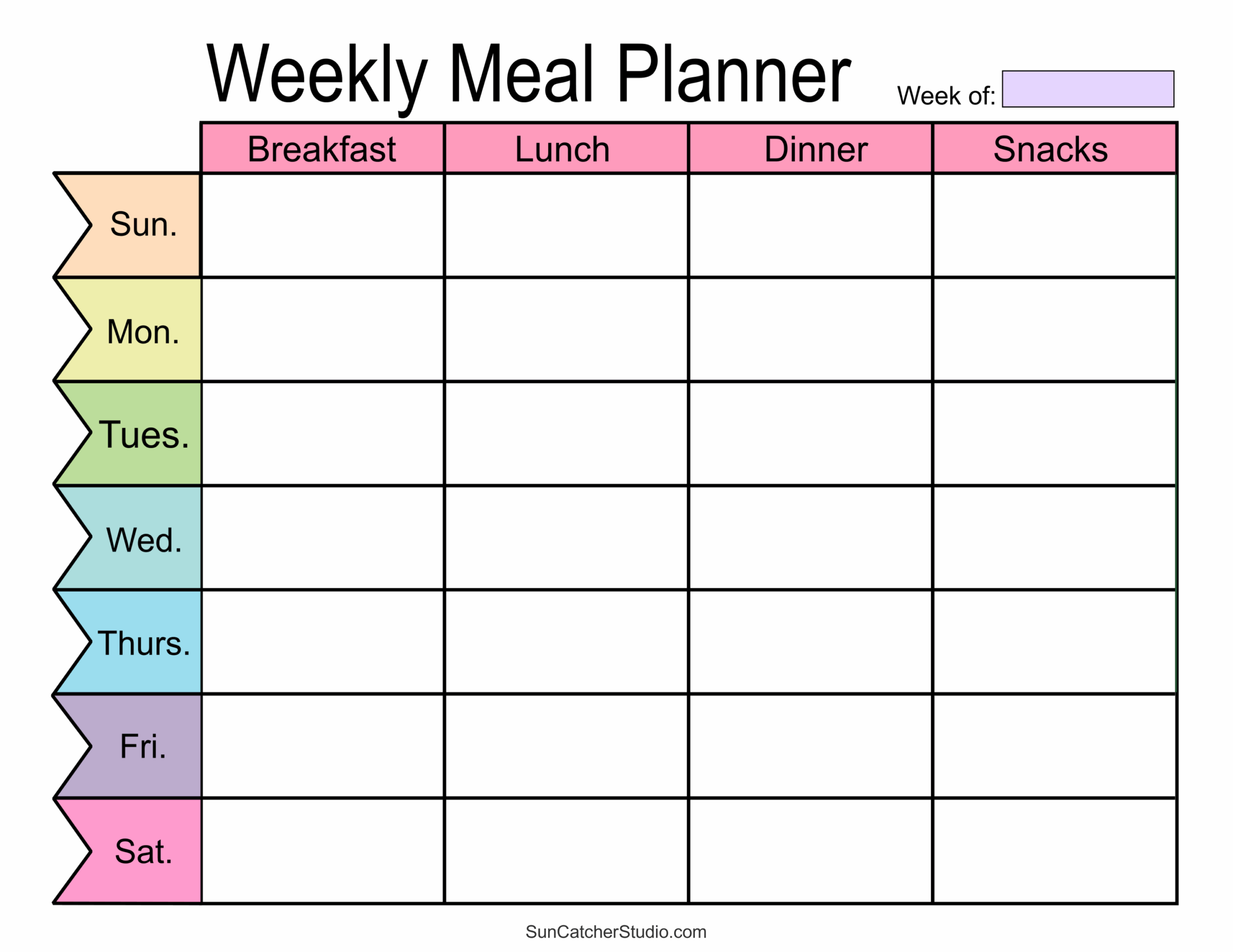 printable meal planner template pdf