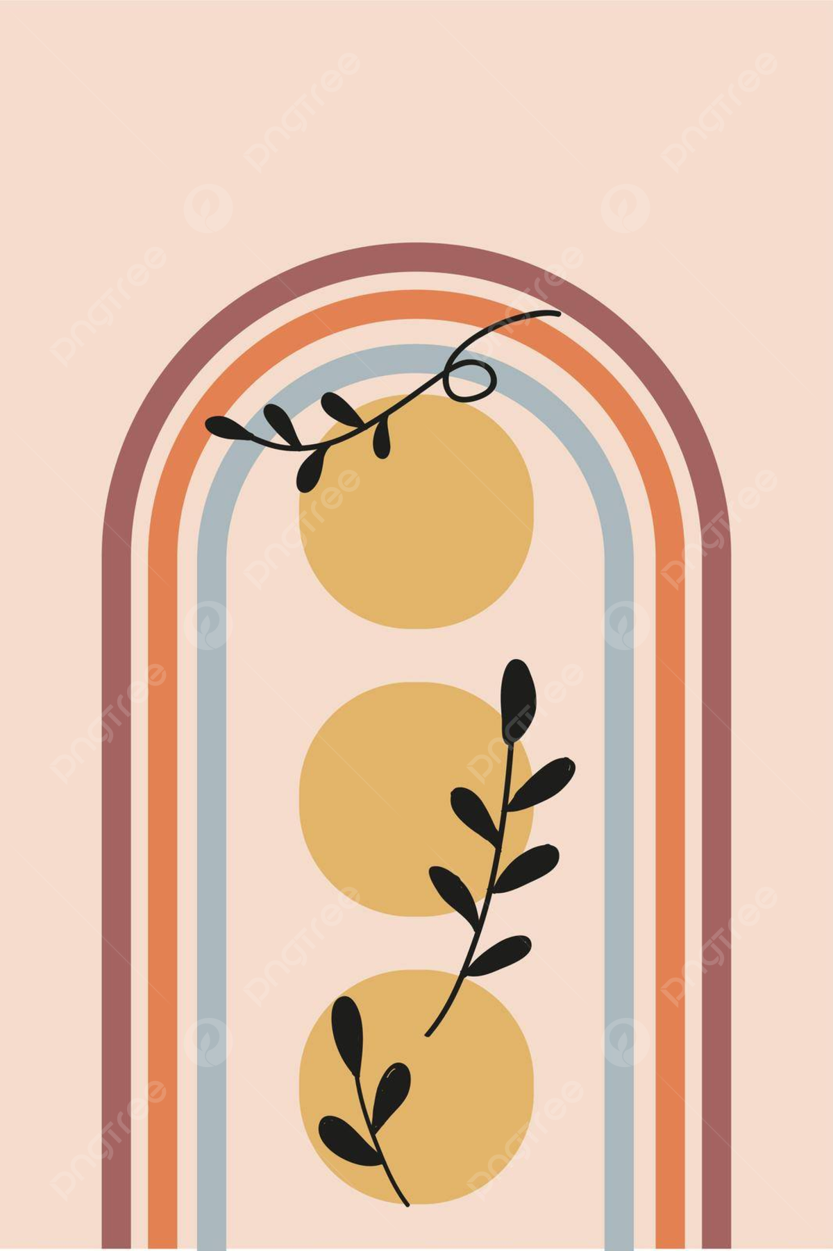 Minimalist Floral Wall Art Print For Boho Home Decor Vector Decoration Summer Pattern Illustration Background And Wallpaper For Free Download Pngtree