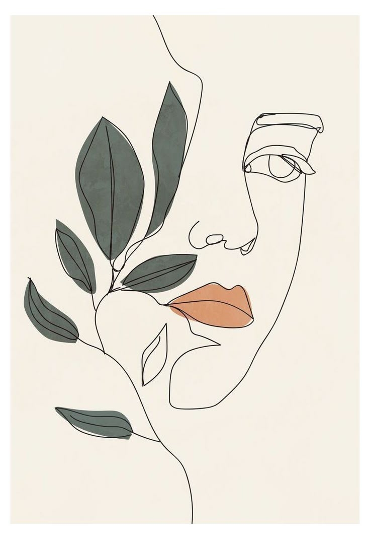 Modern Woman Line Drawing Printable Wall Art Plant Poster Flower Sketch Print Minimalist Wall Art Bedroom