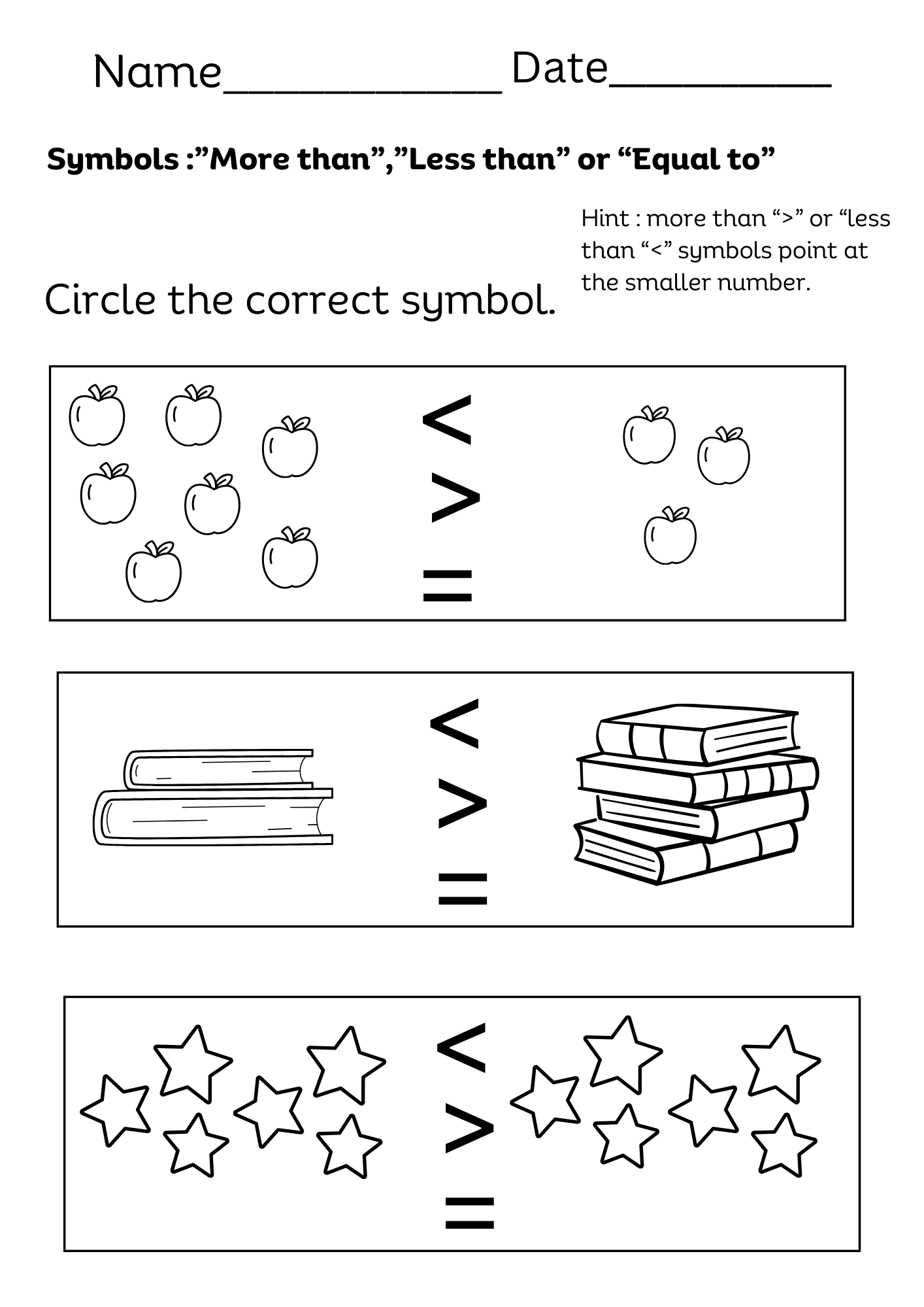 More Or Less Worksheets For Kindergarten 17 Pages