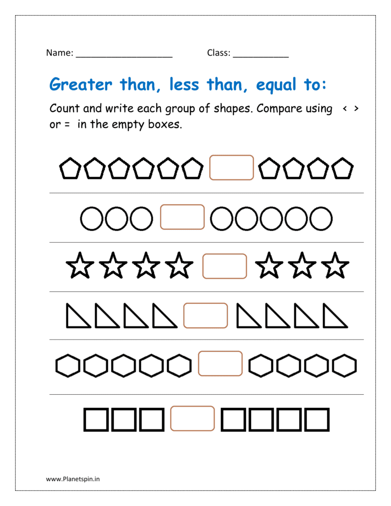 More Than And Less Than Worksheet Planetspin in