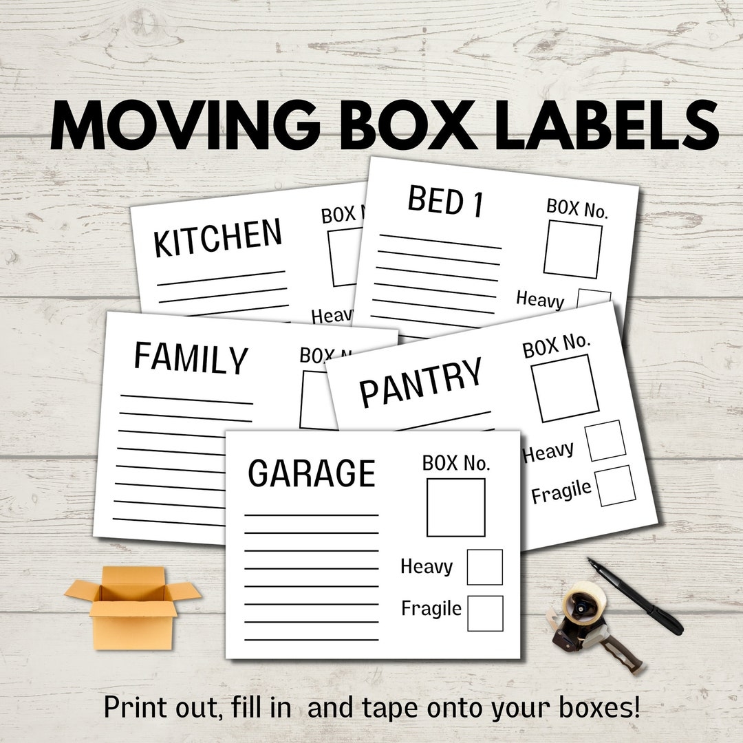 Moving Box Label Printables Instant Download Moving Box Labels To Print Out Fill In And Tape On Etsy Australia