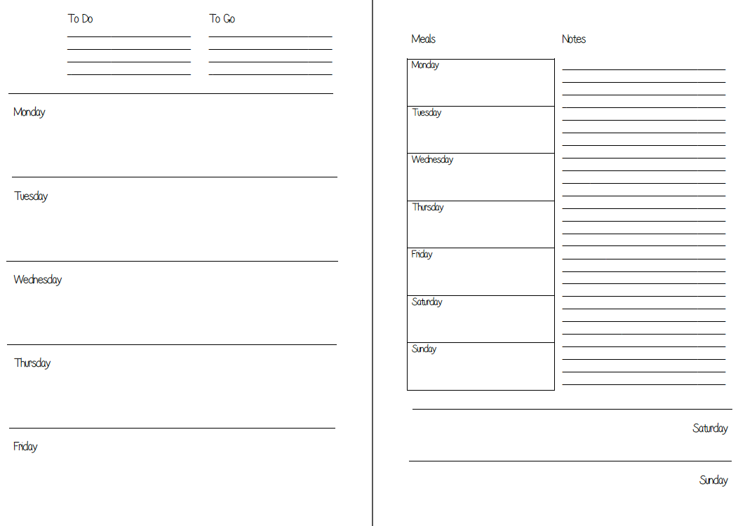free planner insert printables