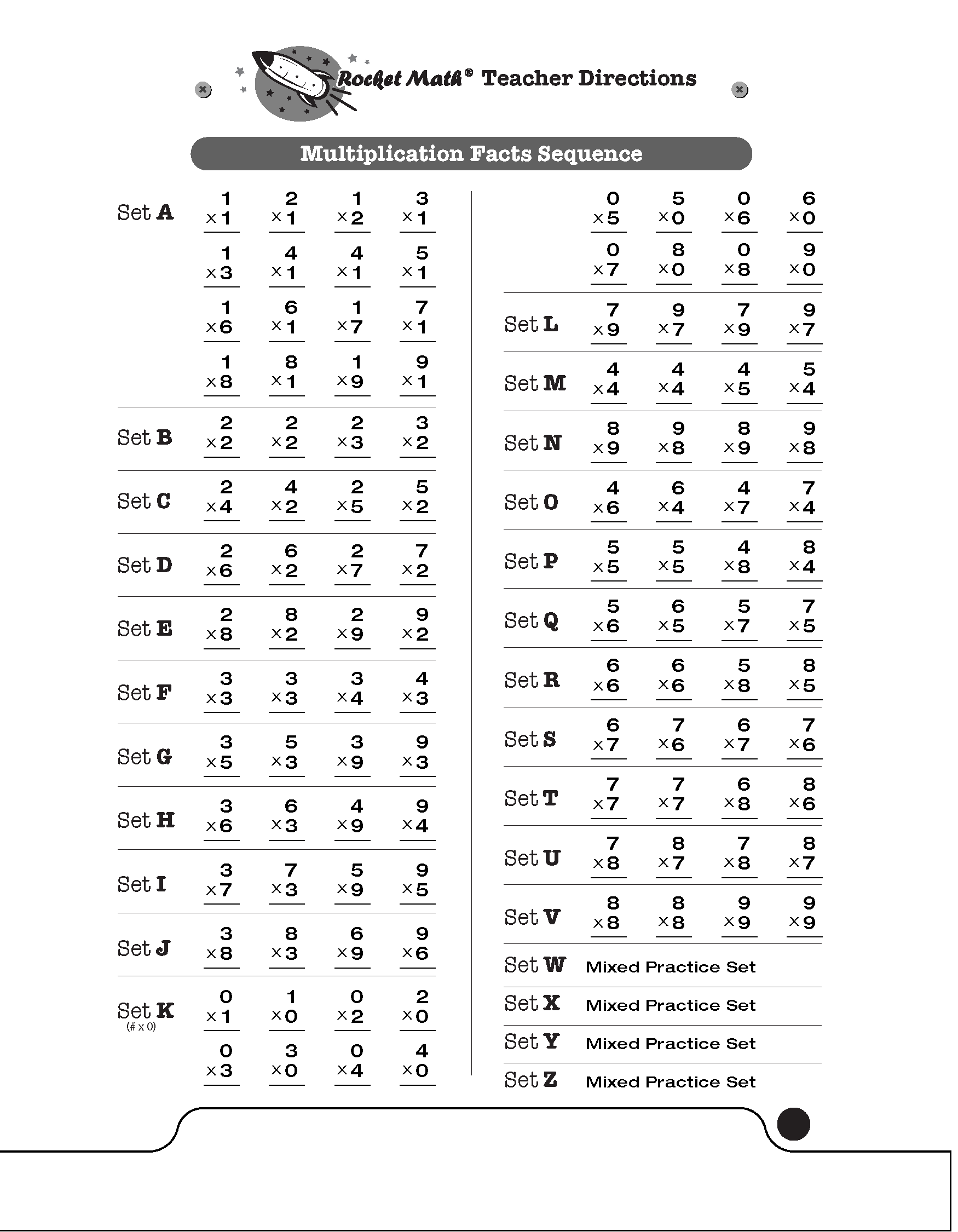 multiplication fact practice worksheets