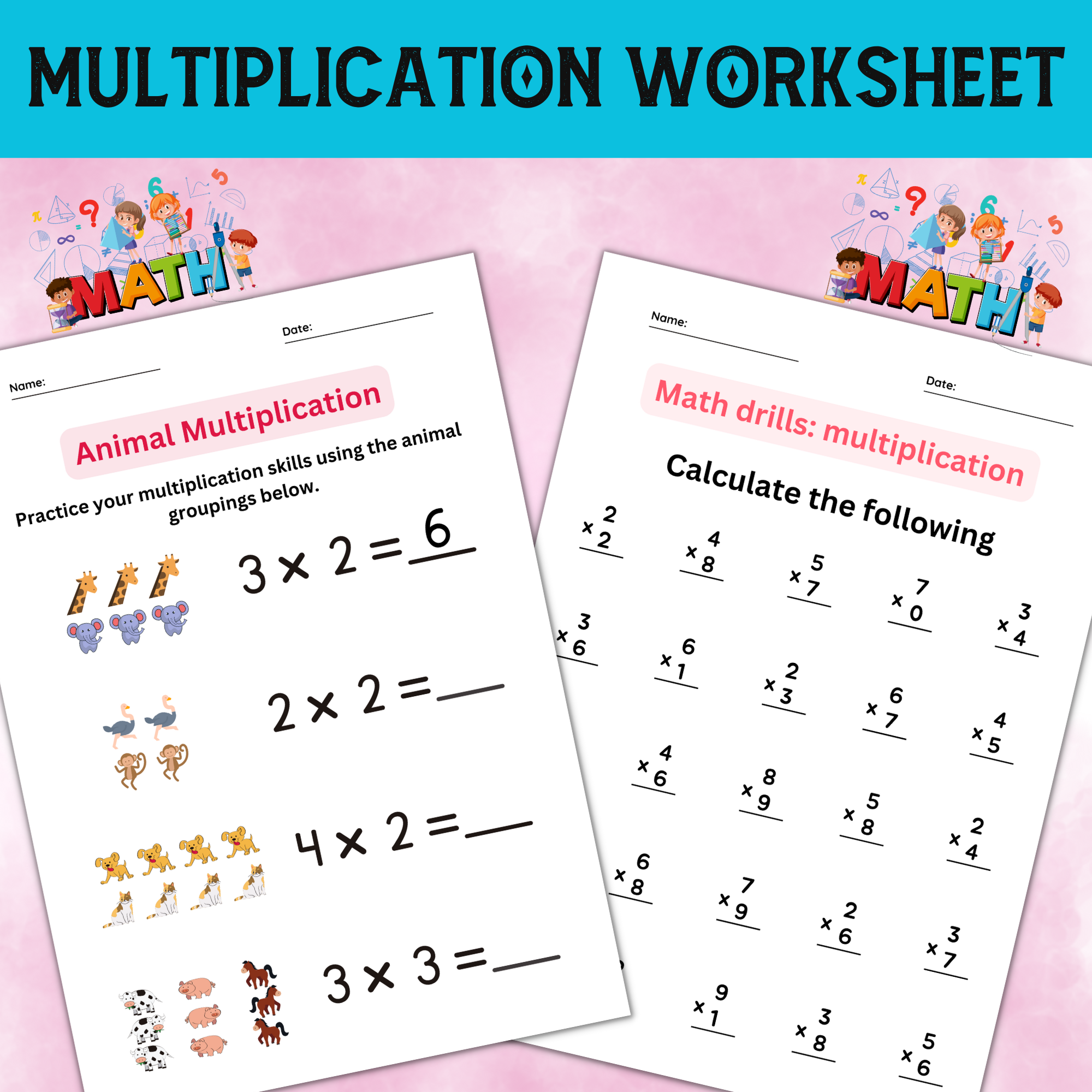 Multiplication Facts Fluency Practice Basic Math Worksheets For Grade 1 2 3 Made By Teachers