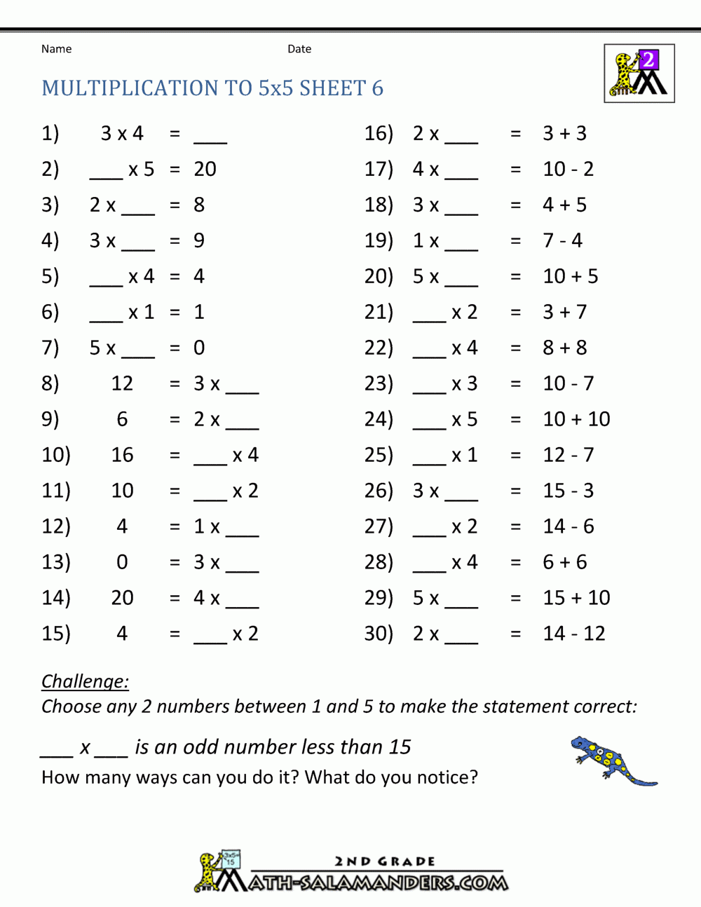 Multiplication Practice Worksheets To 5x5 Multiplication Practice Worksheets To 5x5