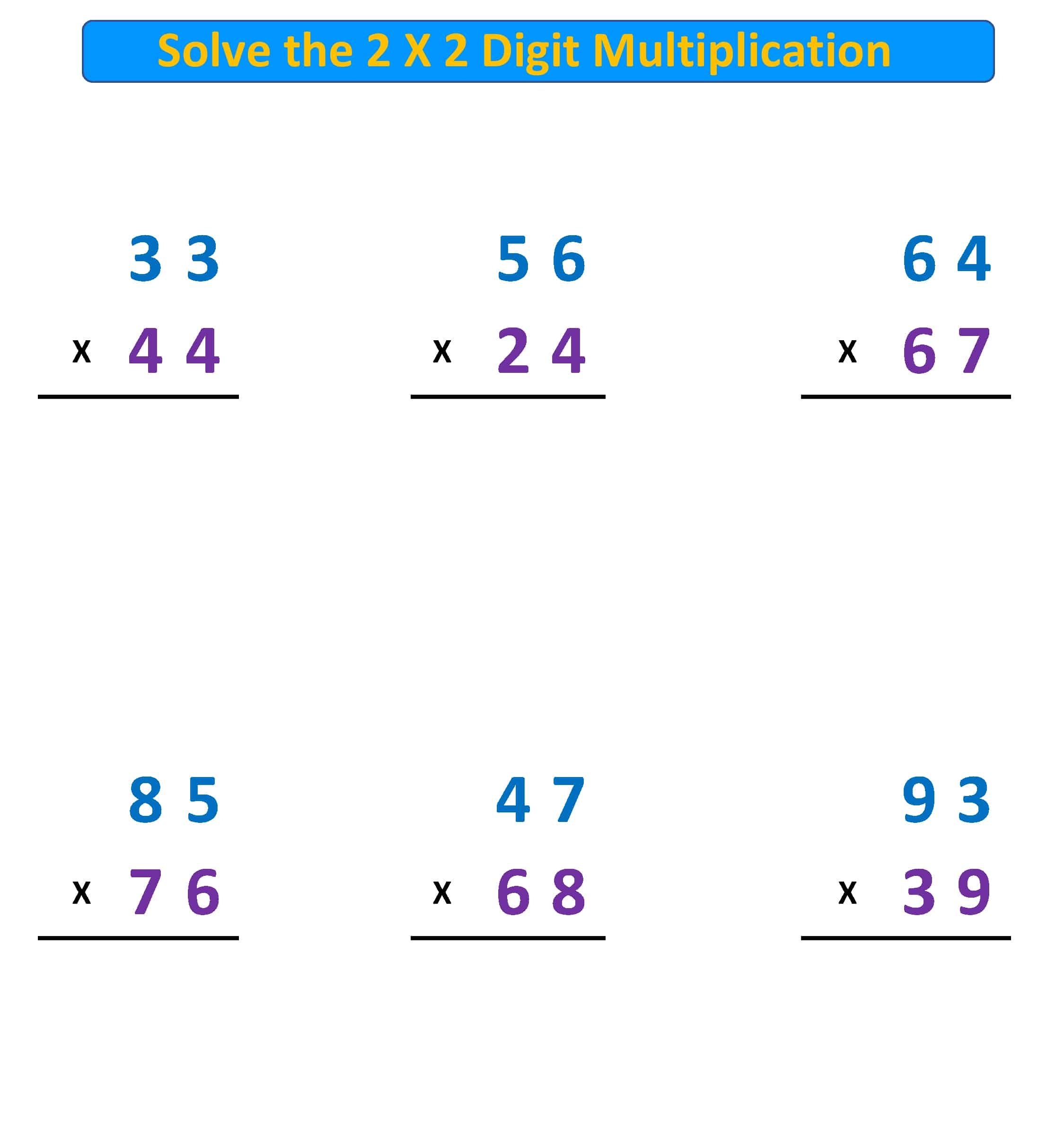 Multiplication Problems 2 X 2 Digit With Regrouping Mr R s World Of Math