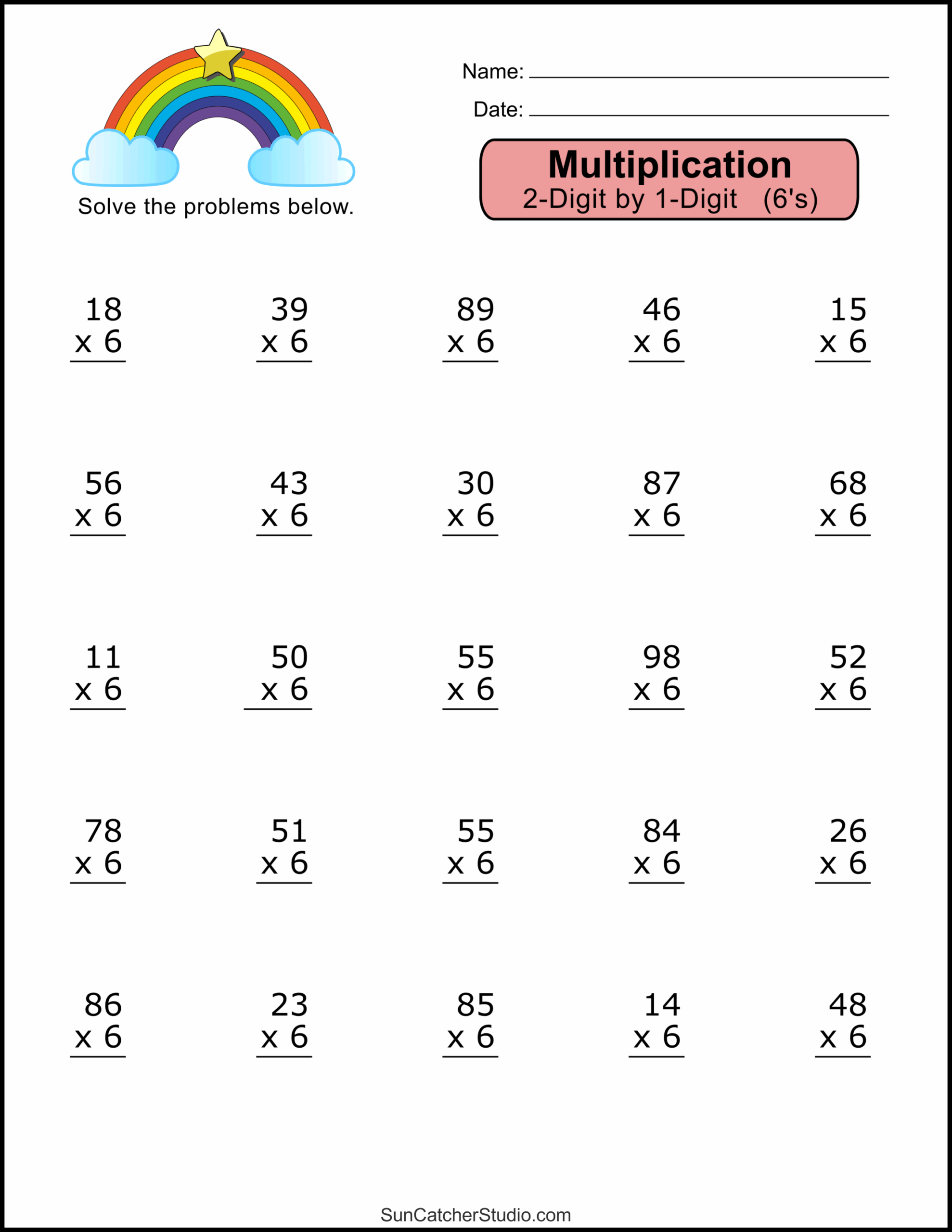 Multiplication Worksheets 2 Digit By 1 Digit Math Drills Free Printables Monograms Design Tools Patterns DIY Projects