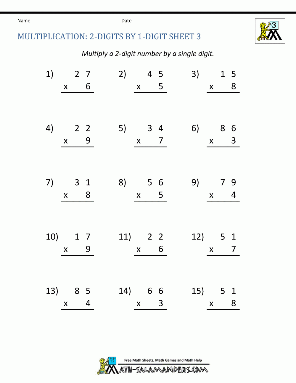 Multiplication Worksheets For 3rd Grade Multiplication Worksheets For 3rd Grade