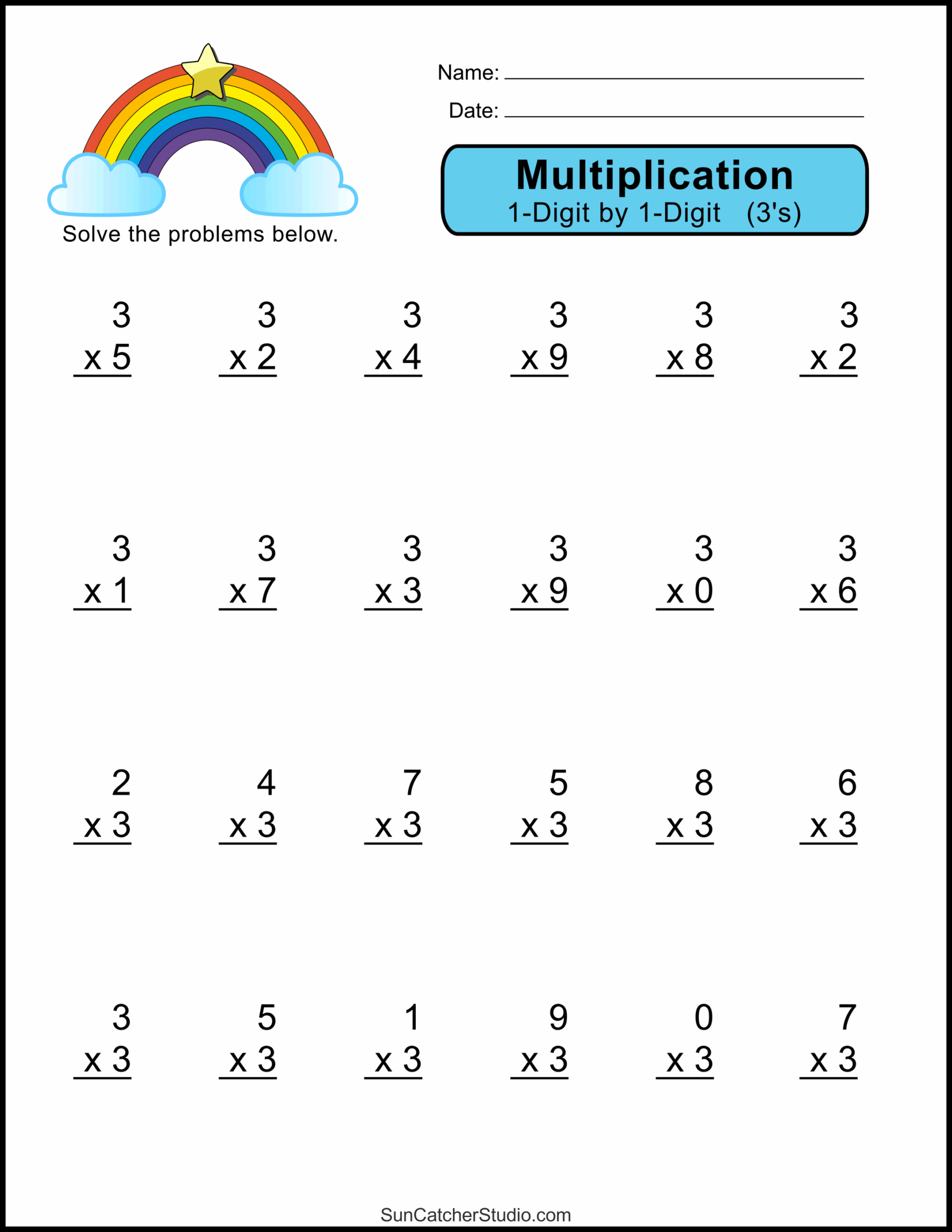 Multiplication Worksheets One Digit Math Drills Free Printables Monograms Design Tools Patterns DIY Projects