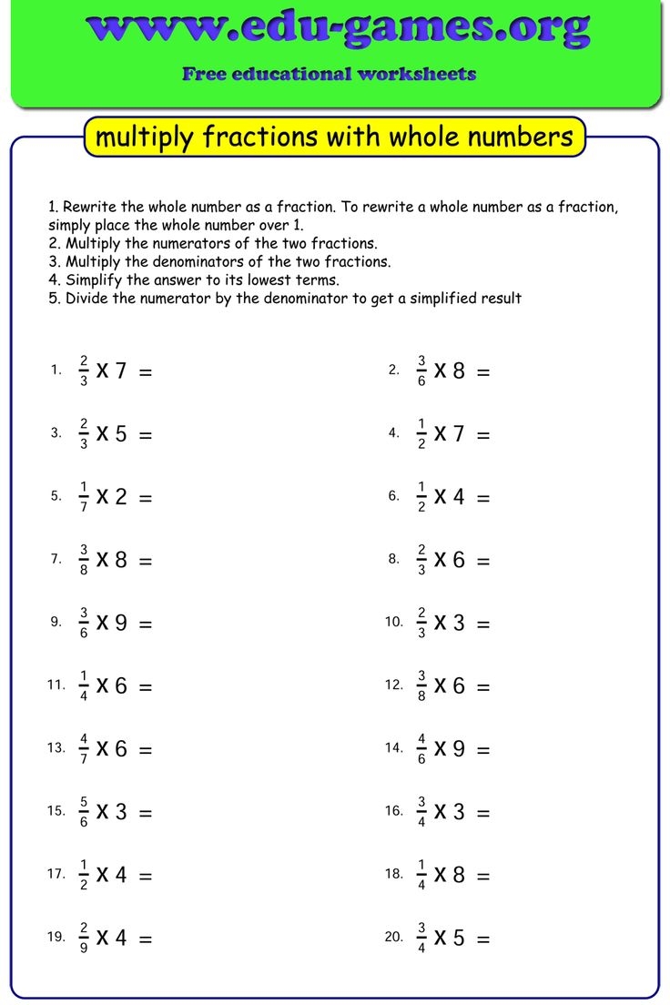 Multiplying Fractions By Whole Numbers Worksheets Free Printable PDFs Edu Games