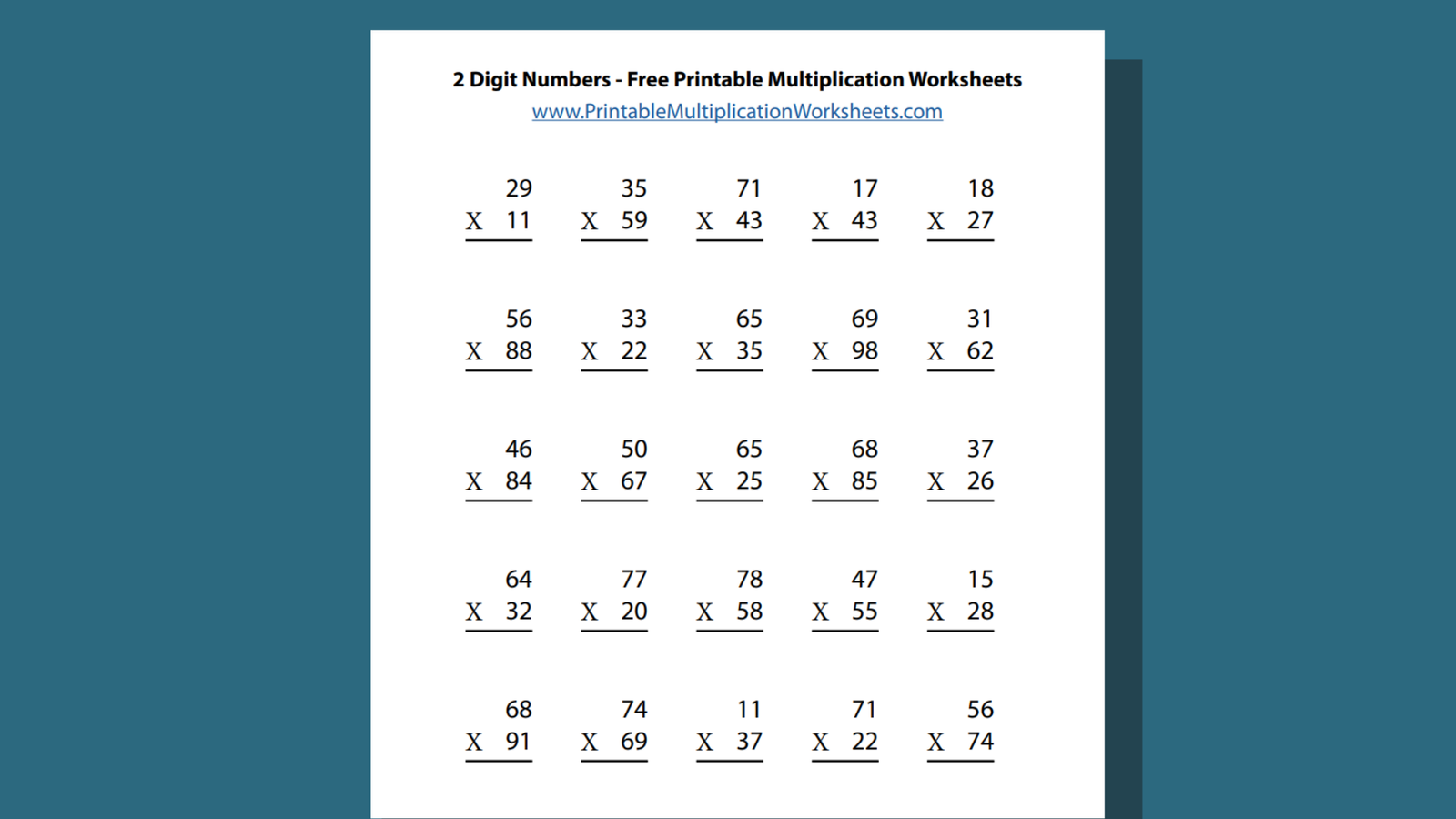 2 digit multiplication worksheet