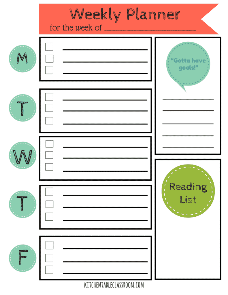 homeschool printable planner