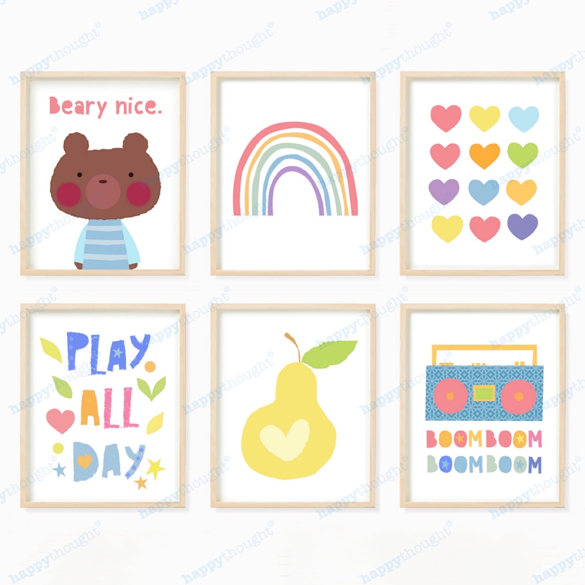 Nursery Wall Art Print Set Get Crafty And Inspired Happythought