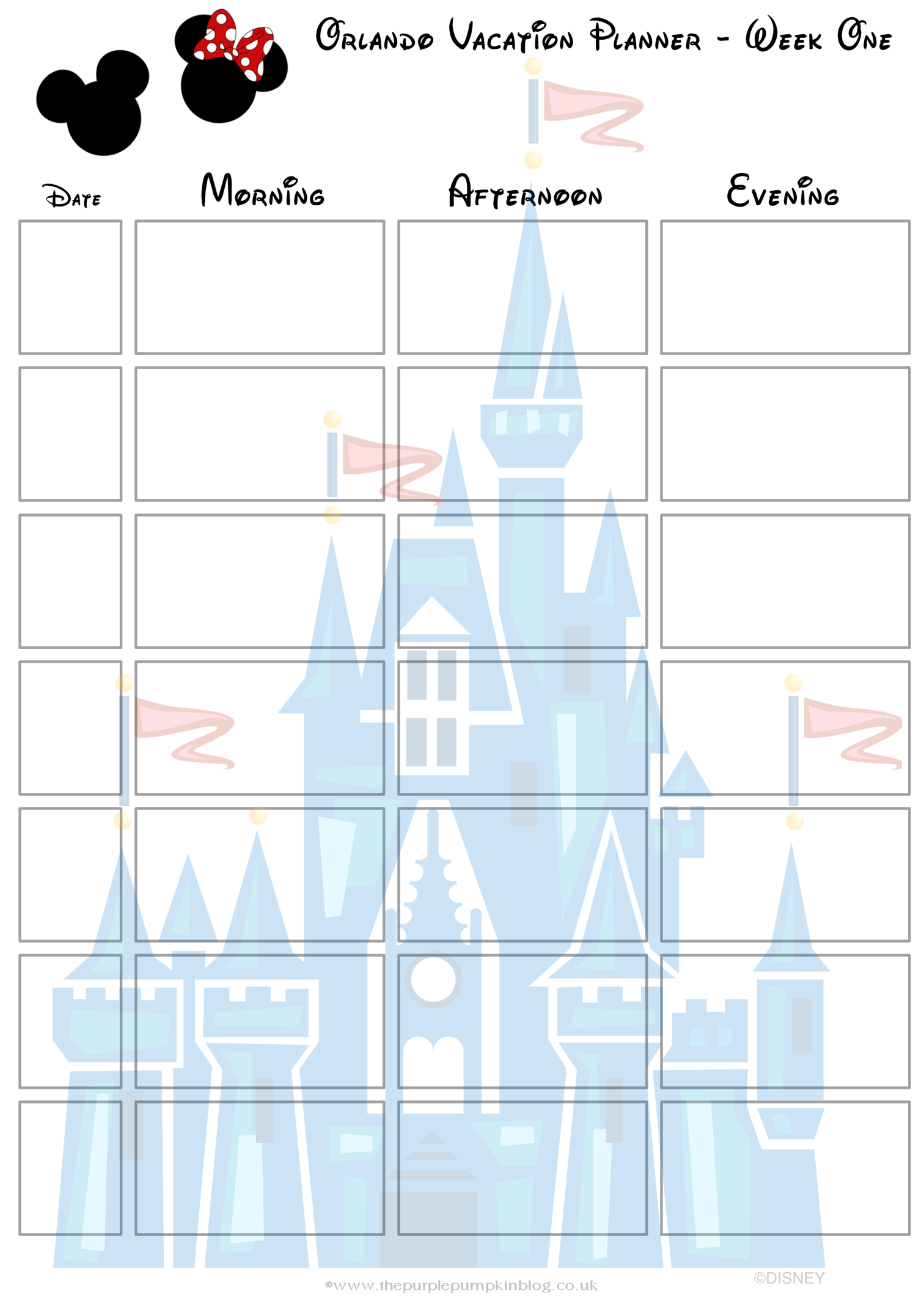 free disney planner printables