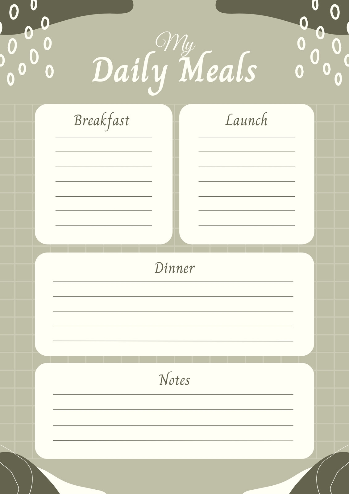 printable blank menu template