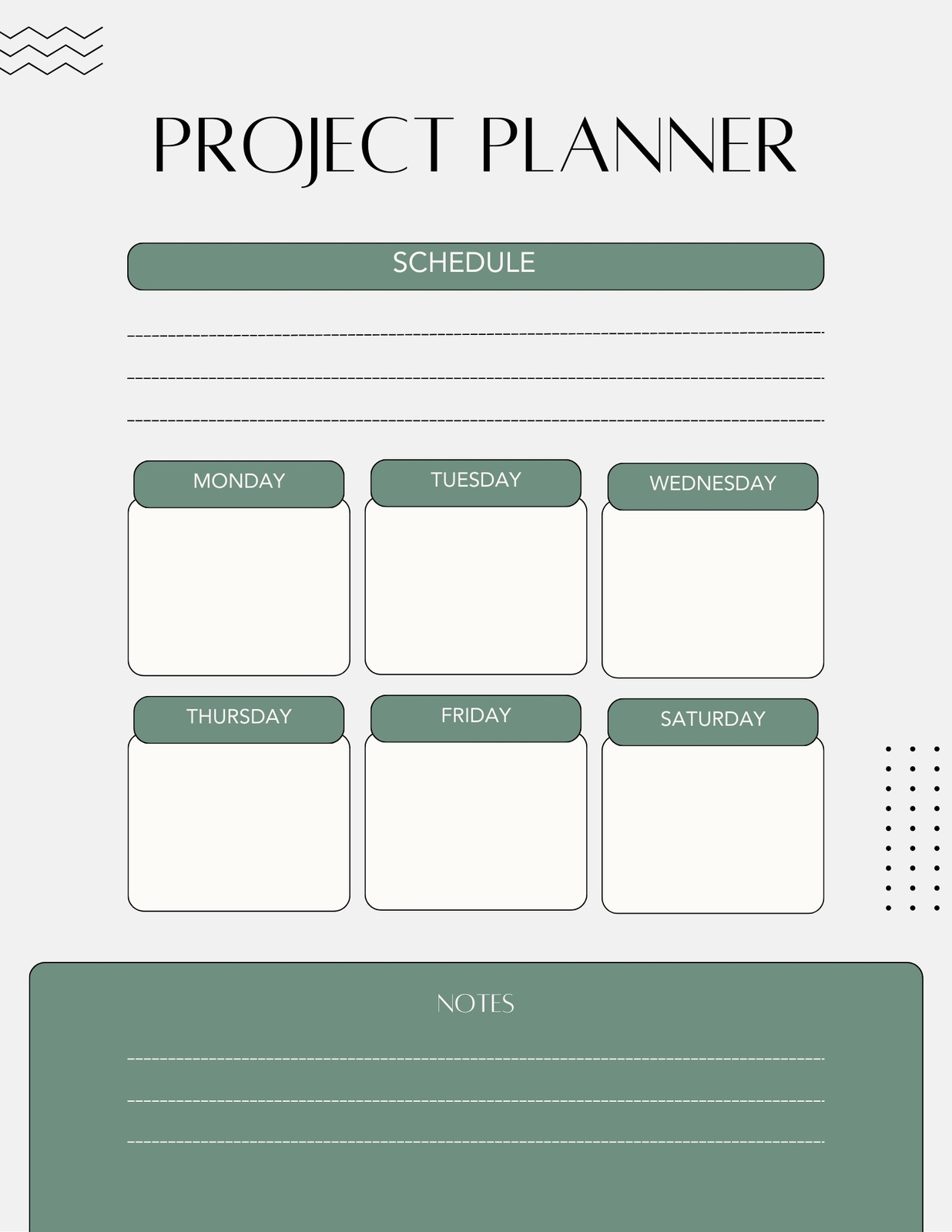 free printable project planner pdf