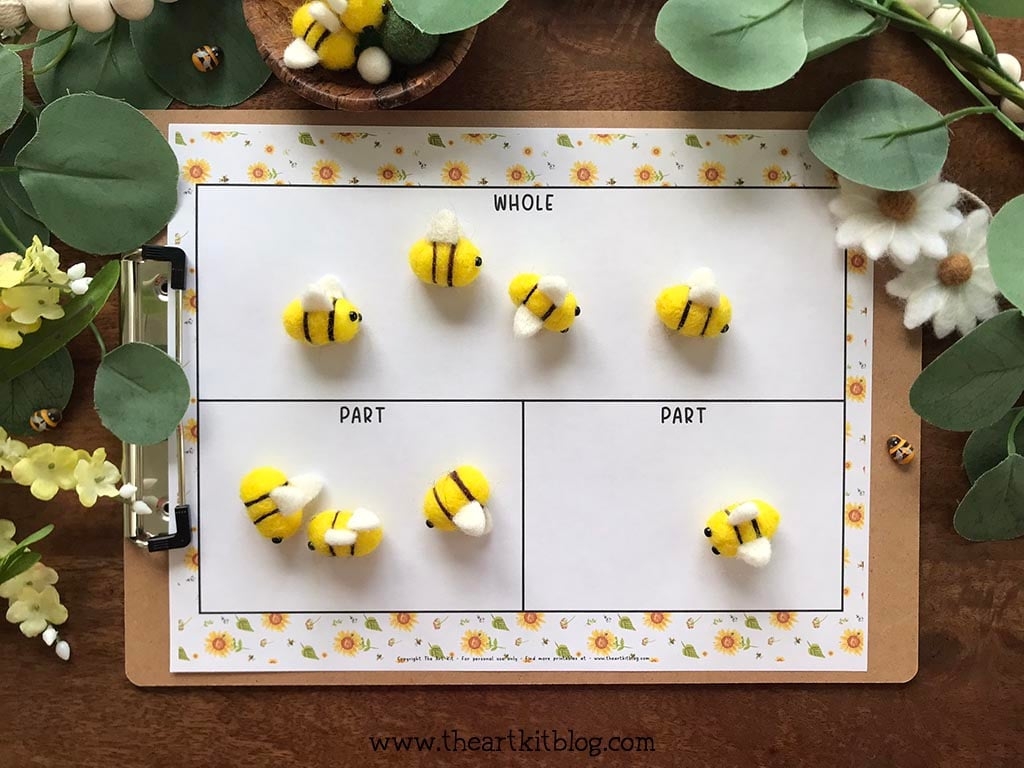 Part Part Whole Mat Bee Themed FREE PRINTABLE The Art Kit