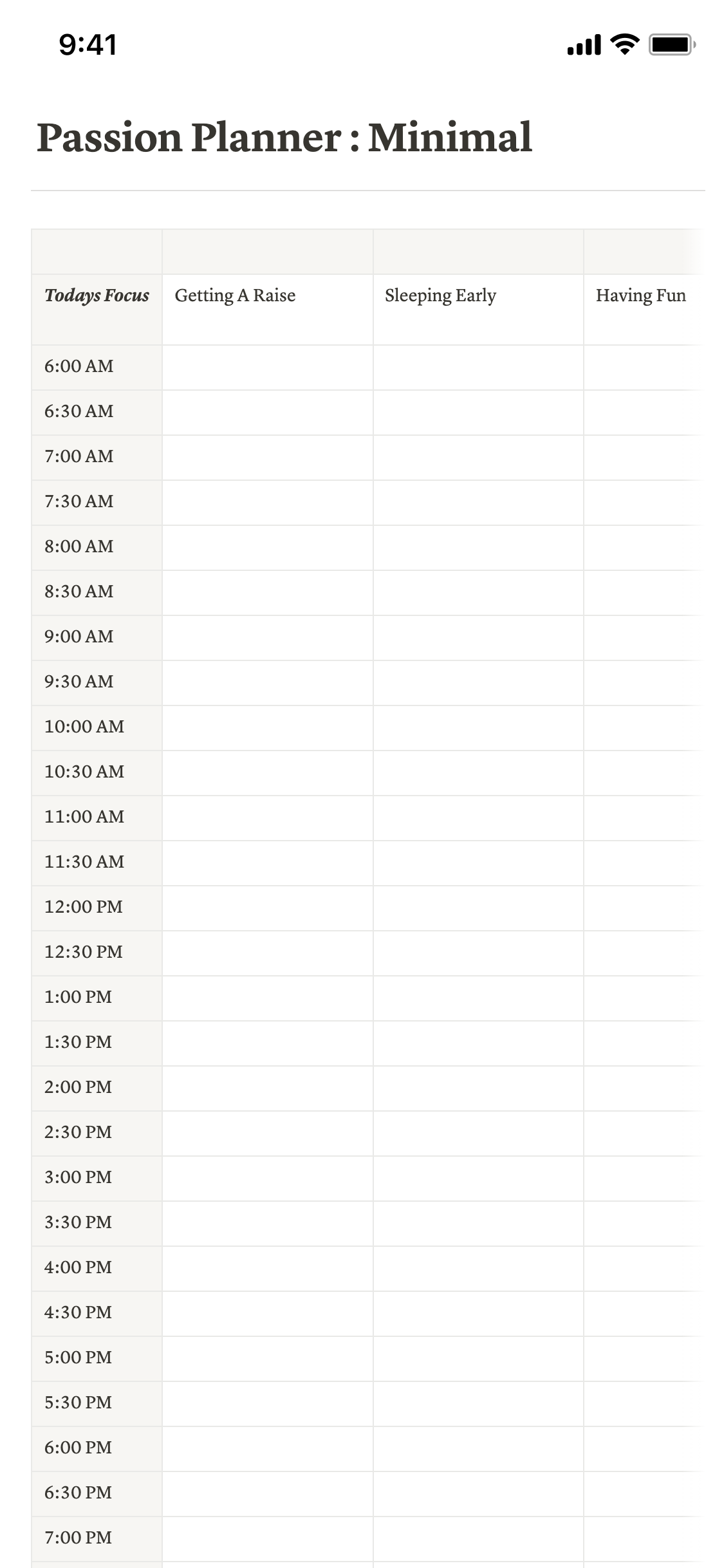 passion planner printable