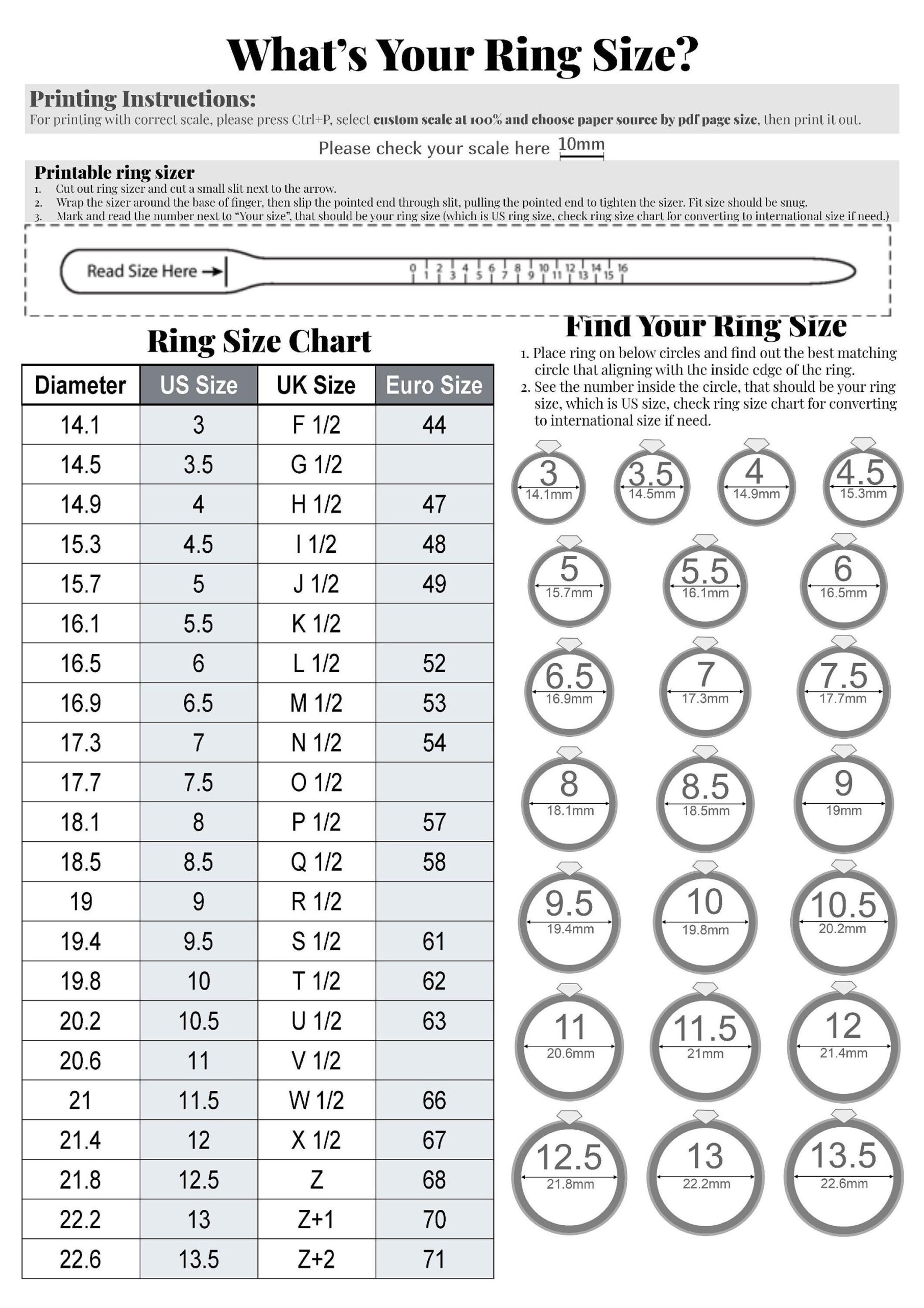 Pdf Gucci Ring Sizer Ring Measurement Printable Online