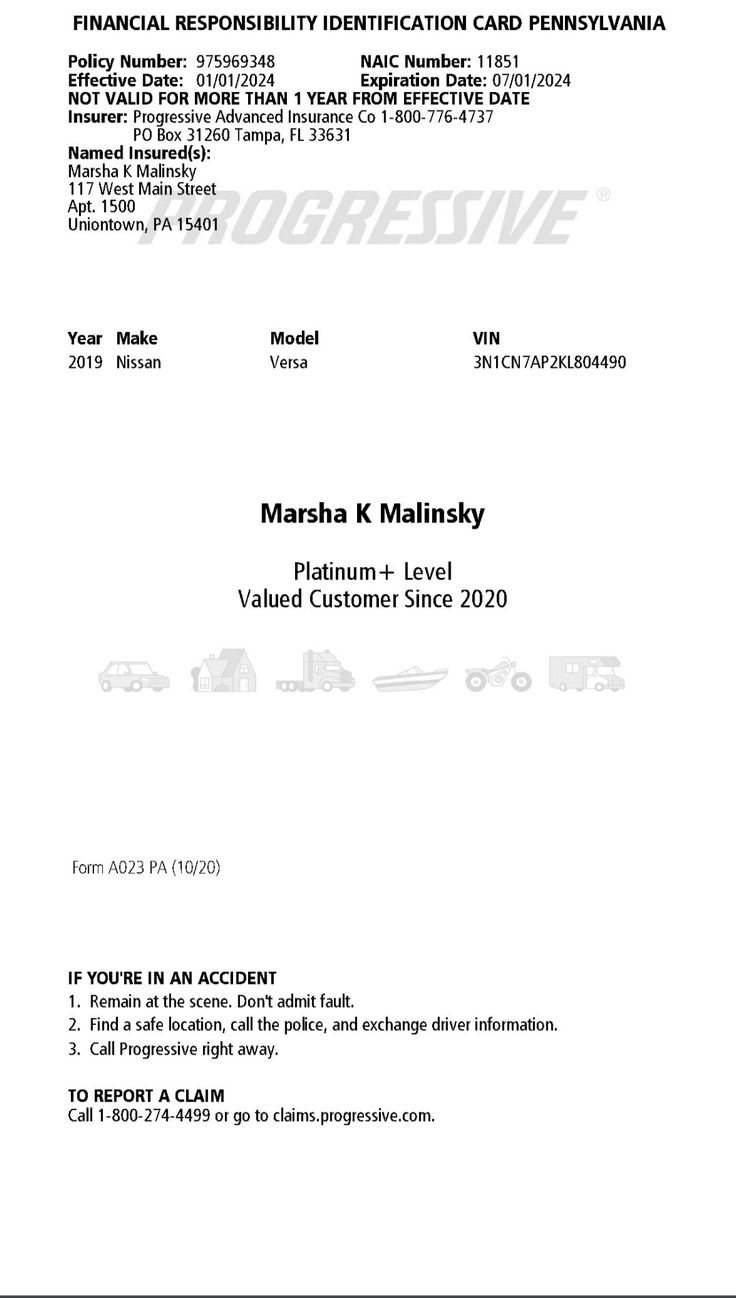 Pennsylvania Financial Responsibility Identification Card Pennsylvania Financial Responsibility Identification Card