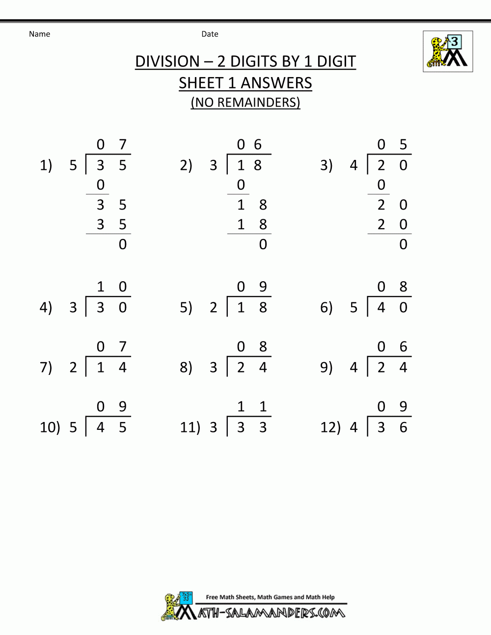 division worksheets grade 3